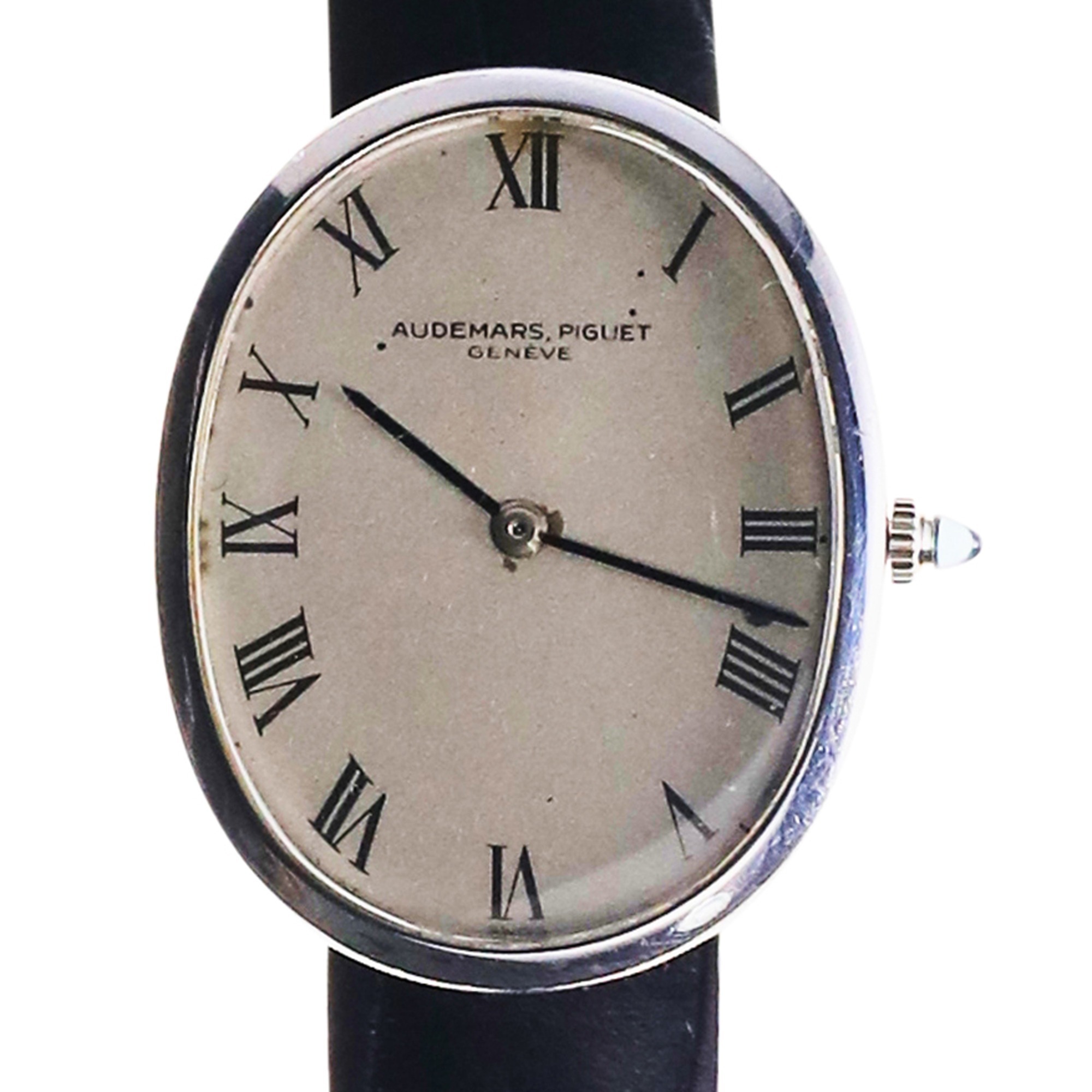 Audemars Piguet 18K White Gold Oval Case Men's Dress Wristwatch with hidden lugs