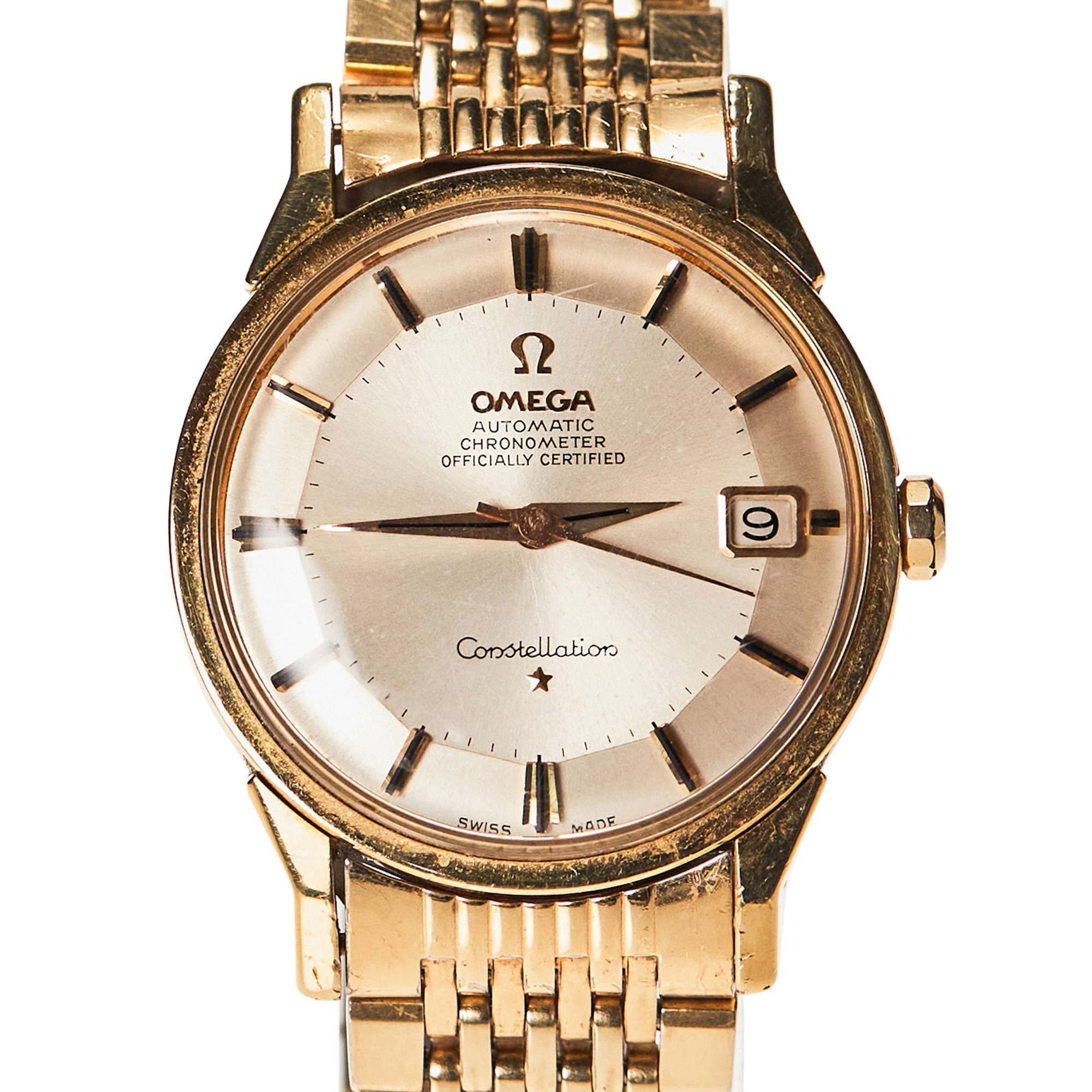 Omega Constellation Steel & Gold Pie Pan Dial Wristwatch with Date and Original Bracelet
