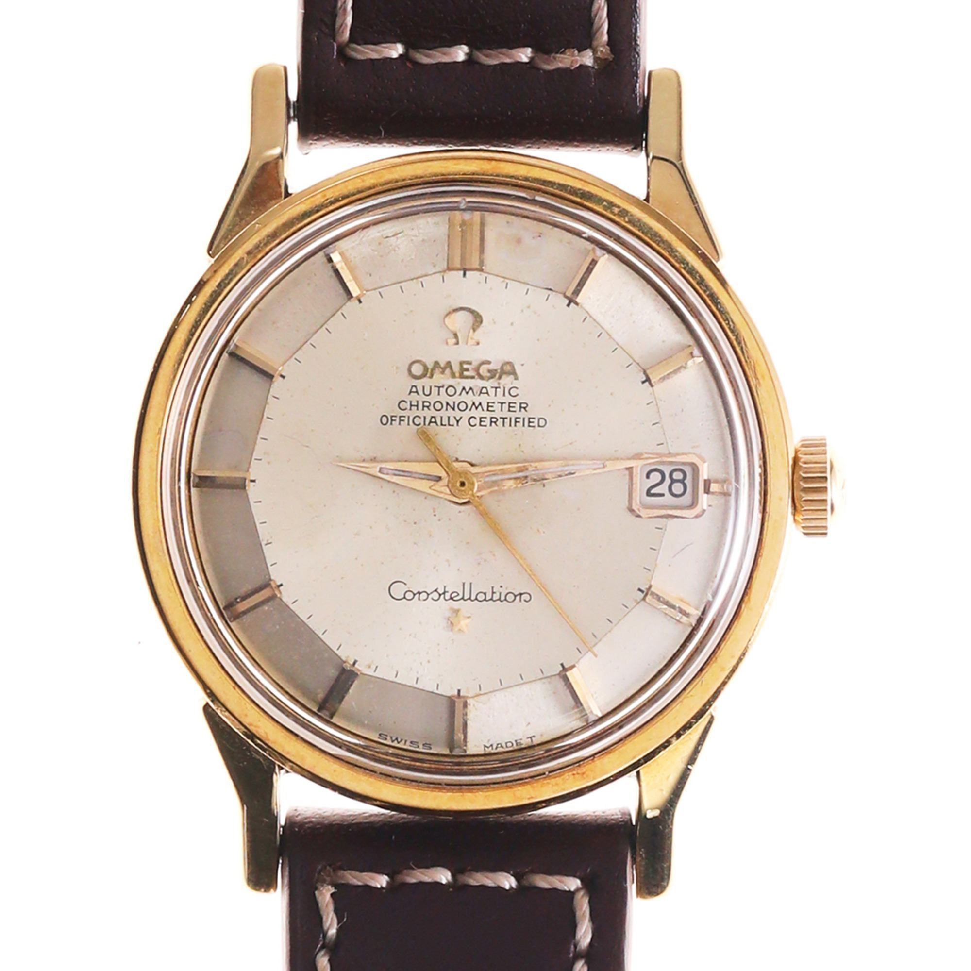 Omega Constellation Steel & Gold Pie Pan Dial Wristwatch with Date