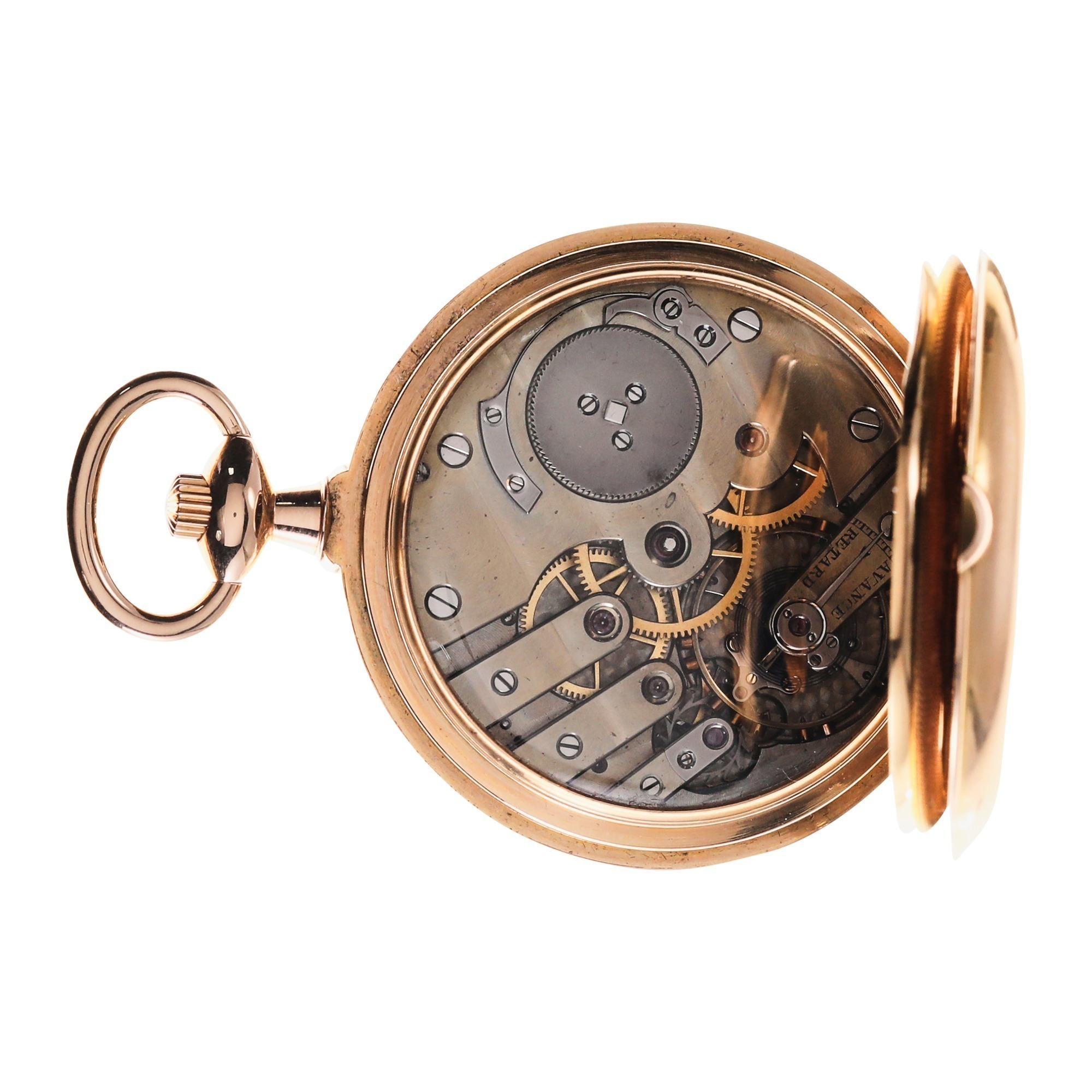 B. Haas 18k Gold Cover Winding Hunting Case Pocket Watch - 3