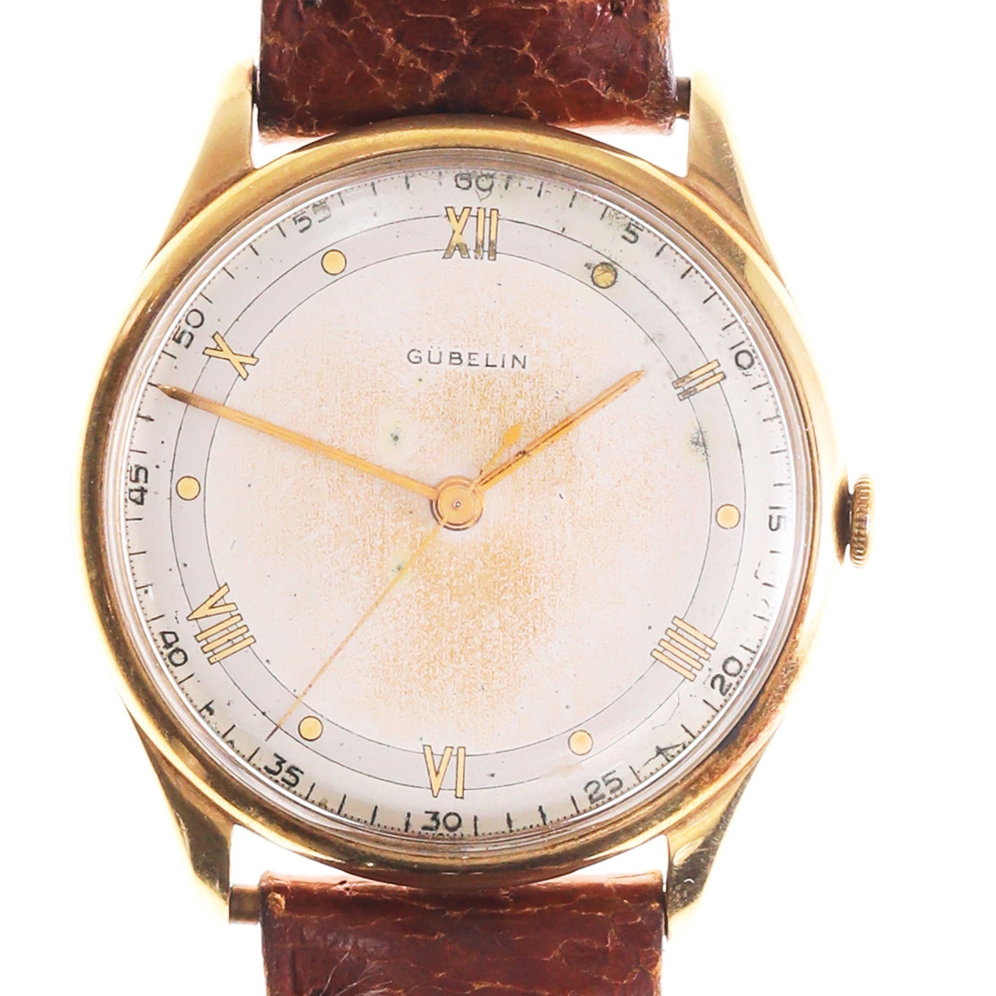 Gubelin 14K Gold Mens Wristwatch with Tropical Dial