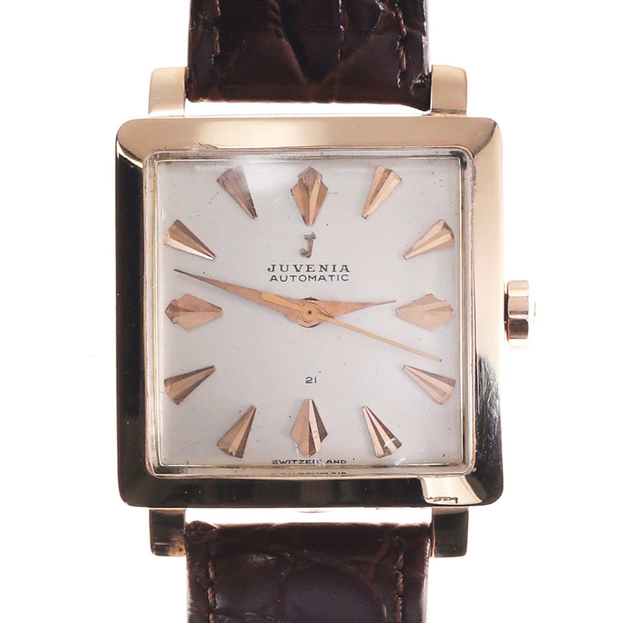 Juvenia 18K Rose Gold Square Automatic Wristwatch
