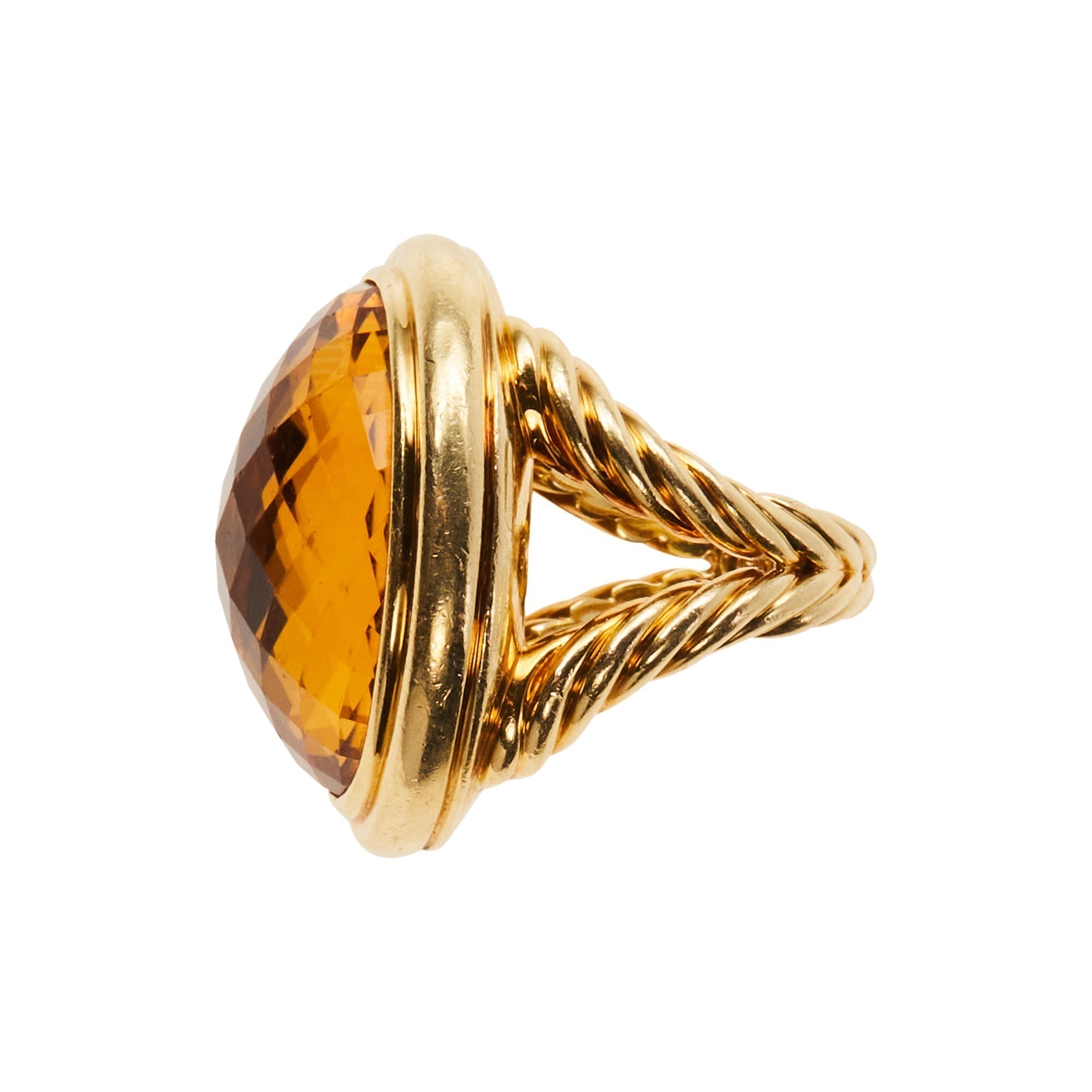 David Yurman 18K Yellow Gold Citrine Ring