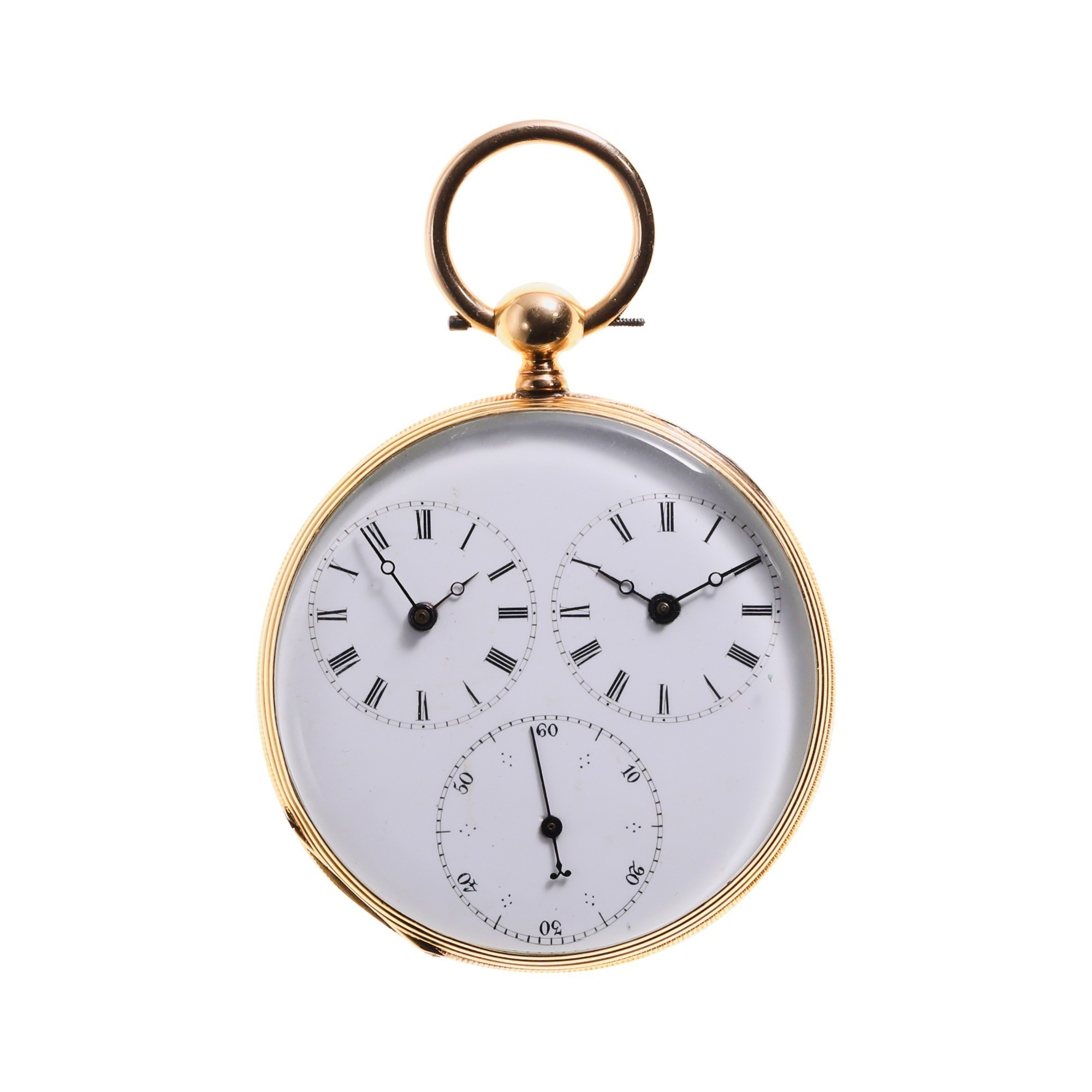 Captain's Two Time Zone Key Wind Open Face Pocket Watch