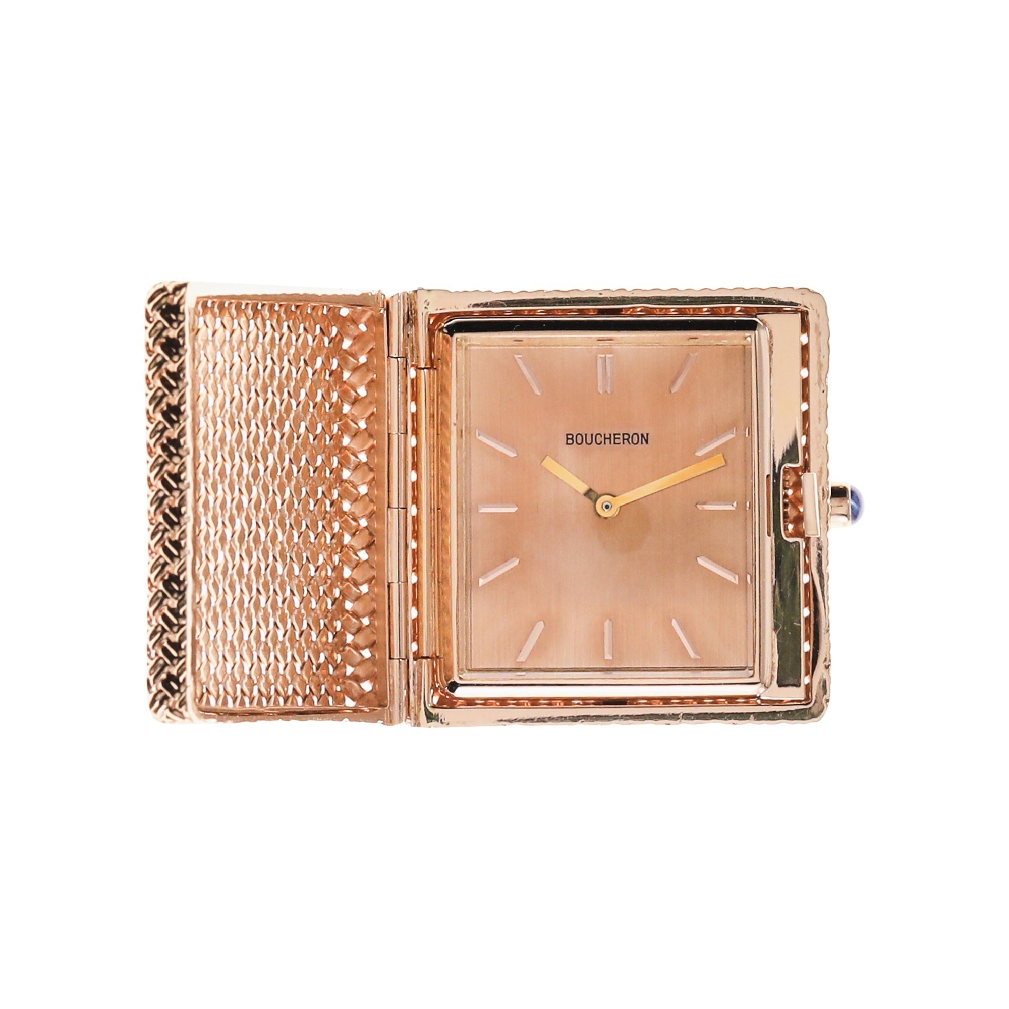 Boucheron 18K Gold Basket Weave Case Purse Watch