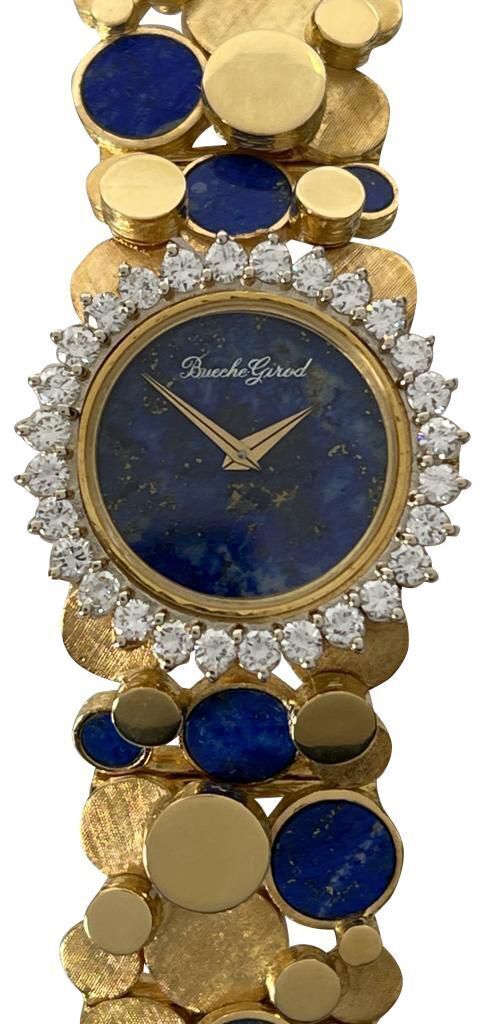 Bueche Girard 18K Yellow Gold with Diamonds and Lapis Lazuli Woman's Wristwatch