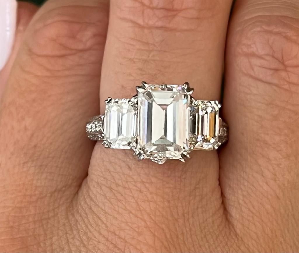 GIA Certified 3.01 Carat Emerald Cut Diamond Engagement Ring