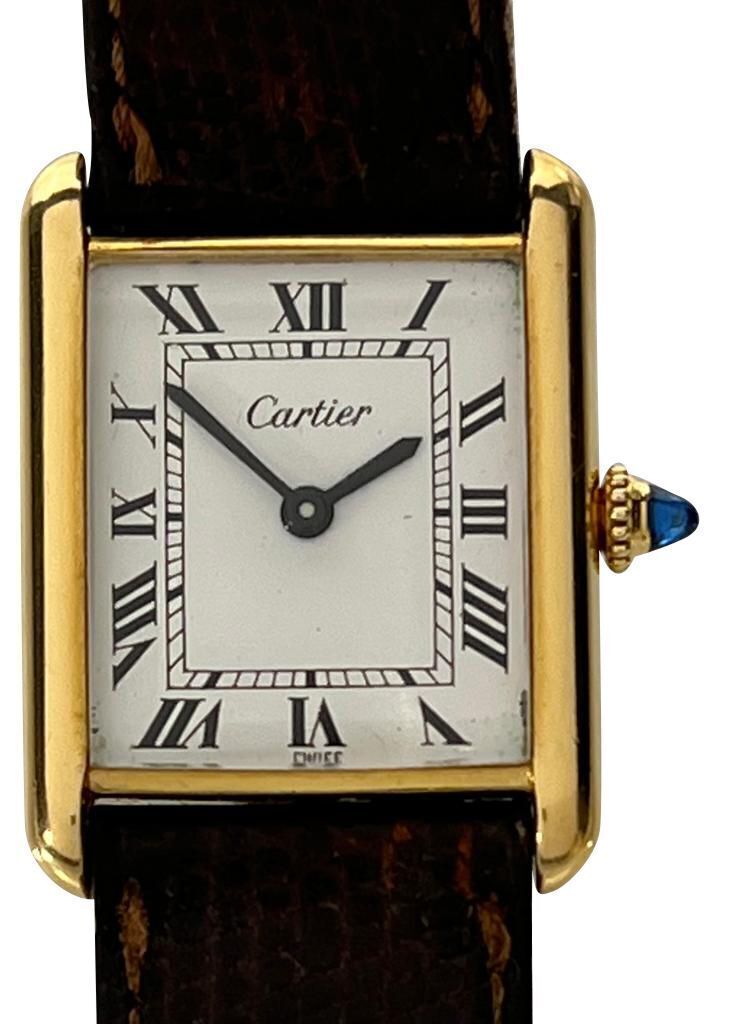 Cartier 18K Yellow Gold Classic Tank Gentleman's Wristwatch with Deployment Buckle