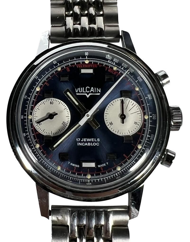 Vulcain 2 Register Chronograph Wristwatch Ref. 1376 in Original Box