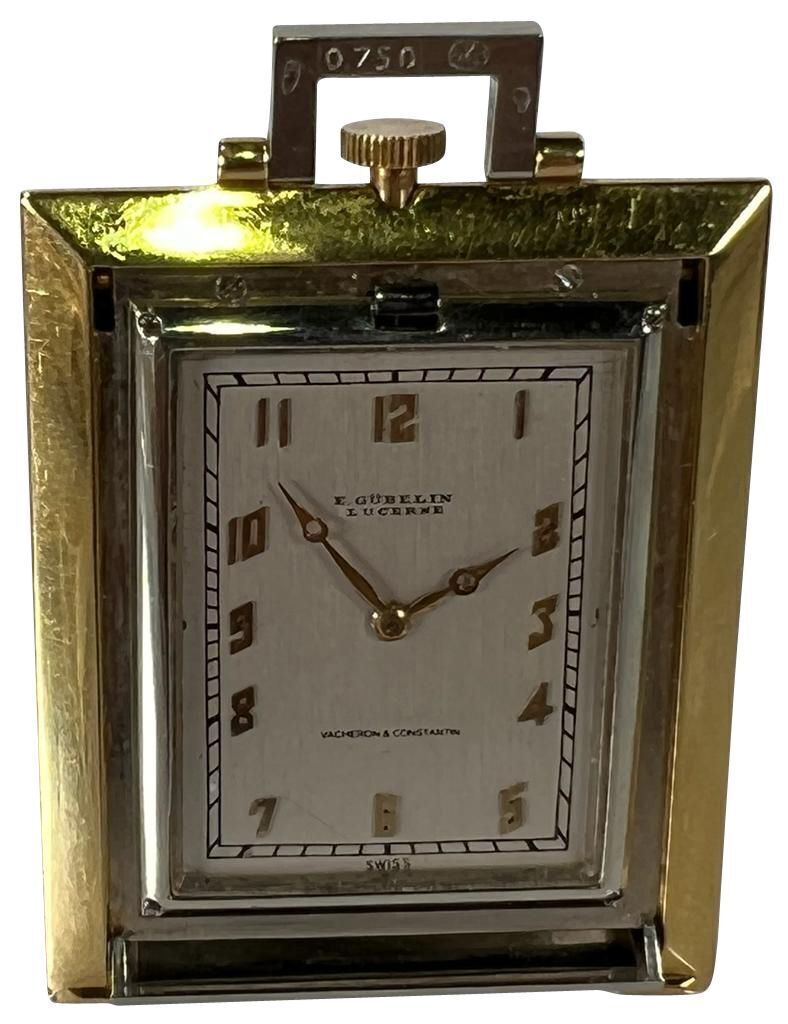 Vacheron & Constantin and Verger Freres for E. Gubelin 18K Gold Art Deco Folding Pocket Watch