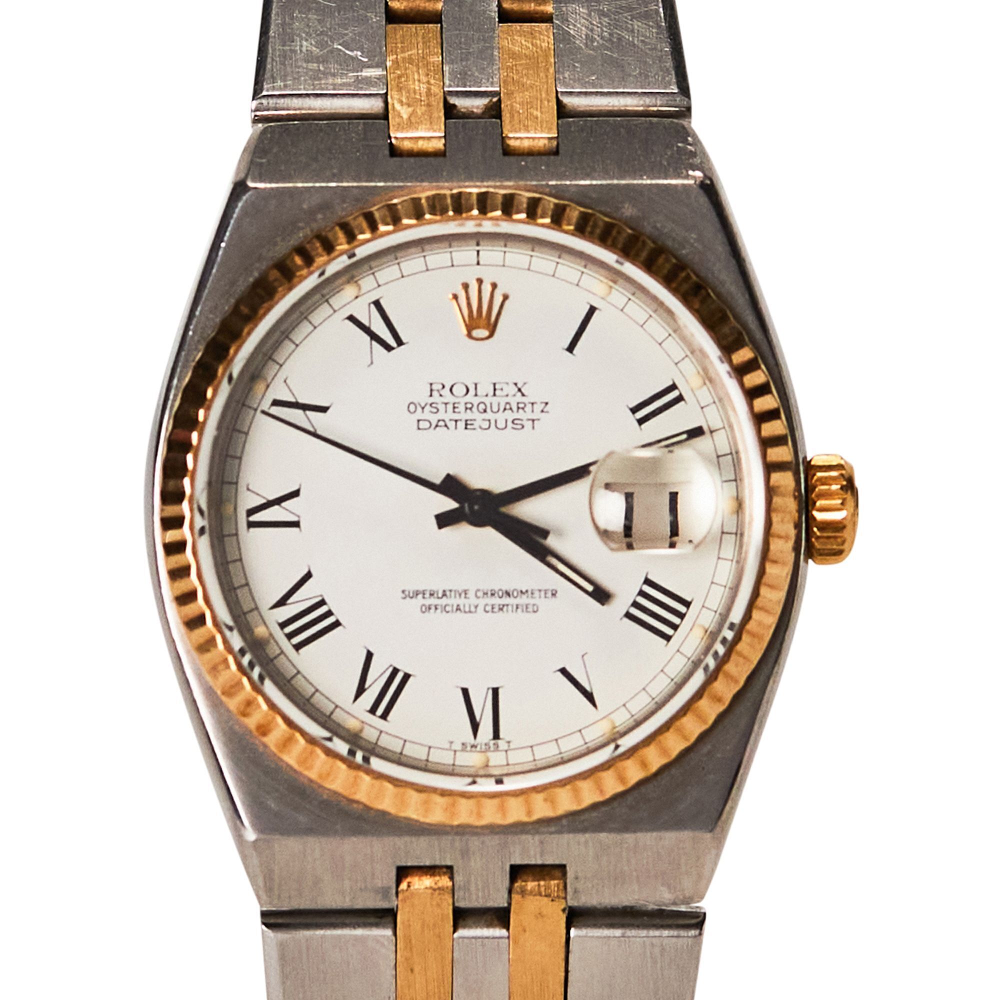 Rolex Oysterquartz Datejust Ref. 17013 Steel & 18K Yellow Gold Men's Wristwatch with Buckley Dial
