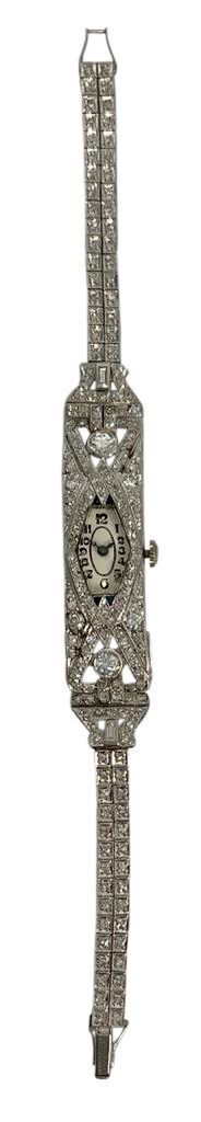 Glycine Art Deco Platinum and Diamond Cocktail Watch