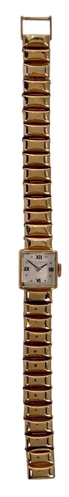 Patek Philippe 18K Gold 1940's Retro Woman's Wristwatch with Ribbed Link Bracelet