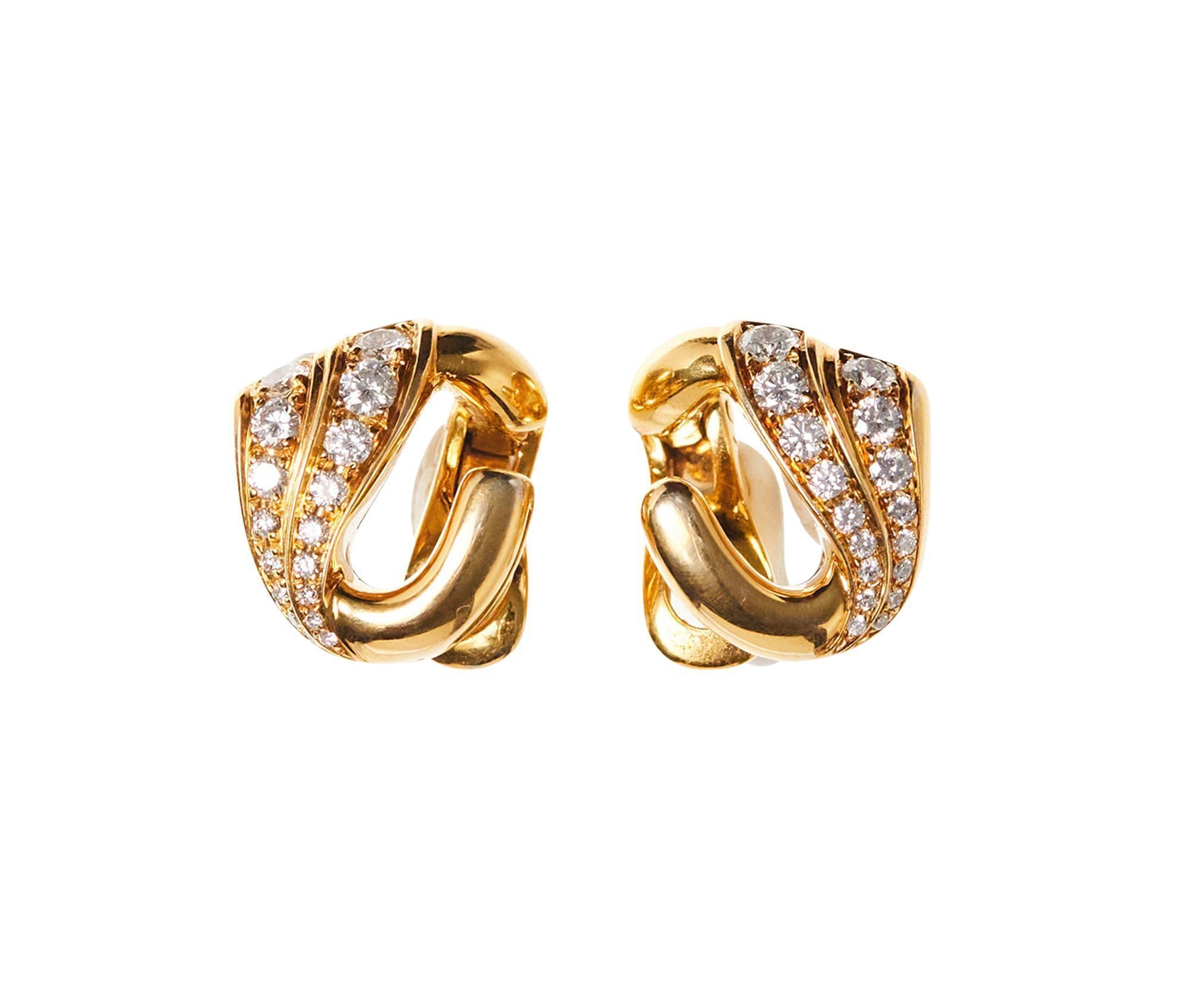 Bvlgari 18K Yellow Gold and Diamond Earrings