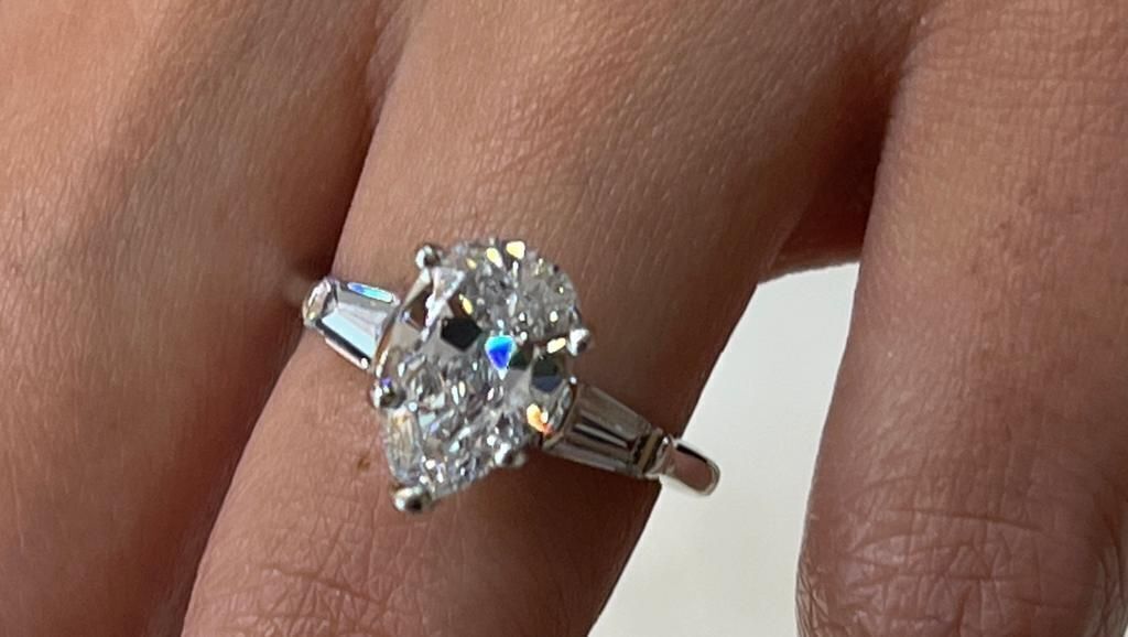 GIA Certified 2.13 Carat Pear Shaped Diamond Platinum Engagement Ring