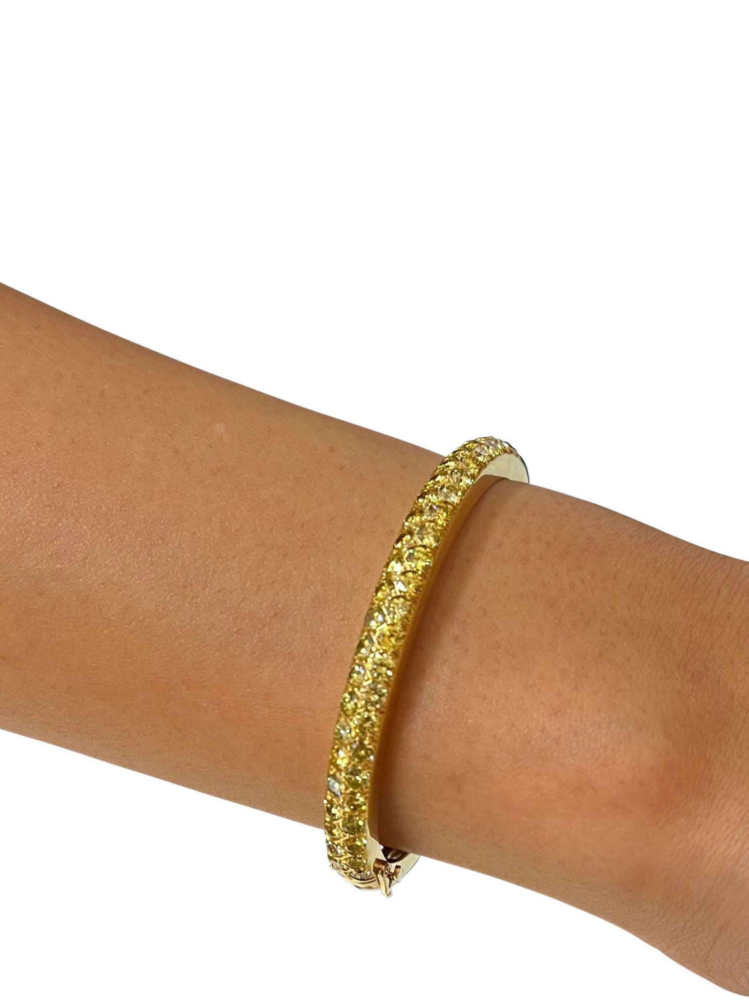 14K Yellow Gold and Fancy Color Diamond Bangle Bracelet