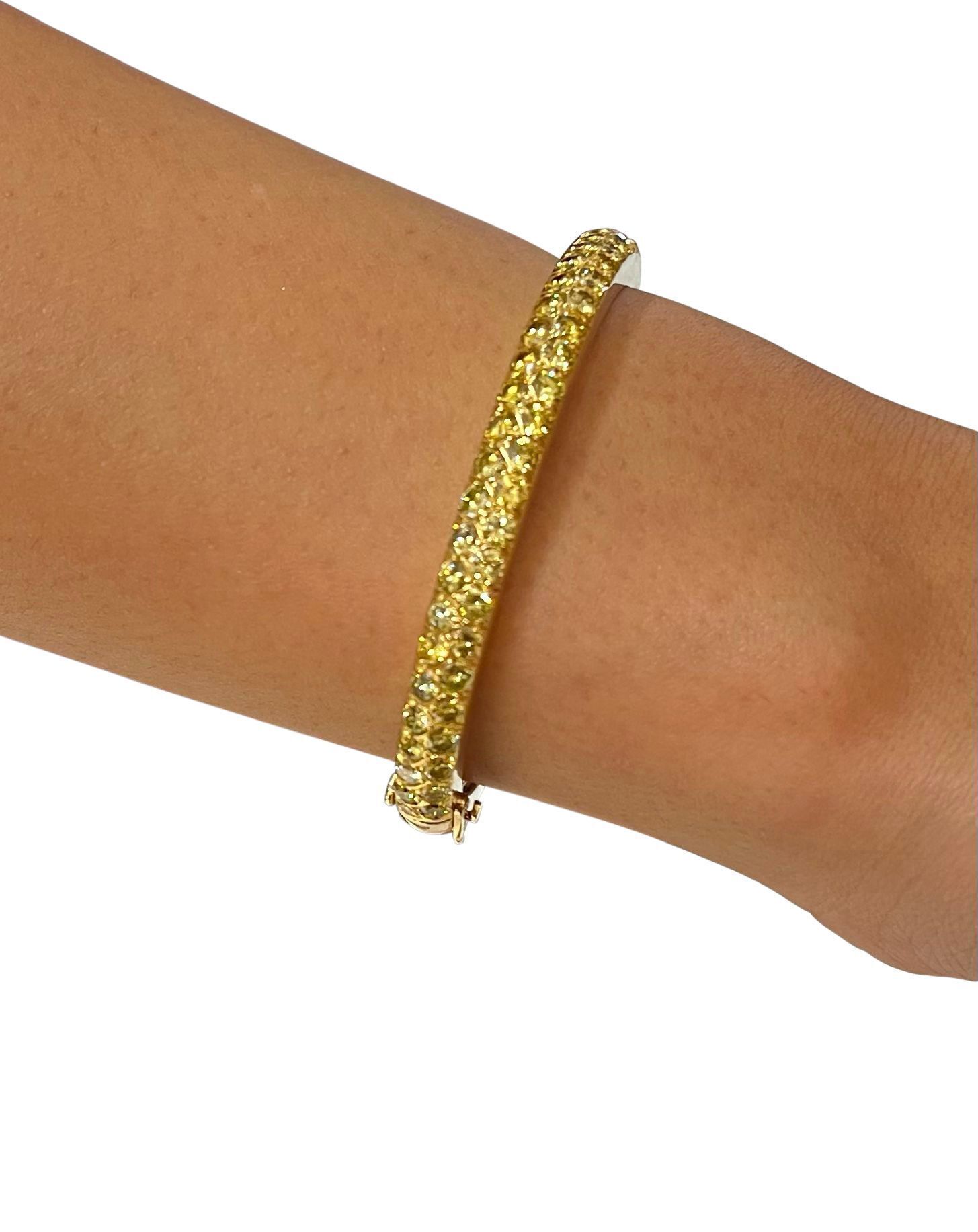 14K Yellow Gold and Fancy Color Diamond Bangle Bracelet - 2
