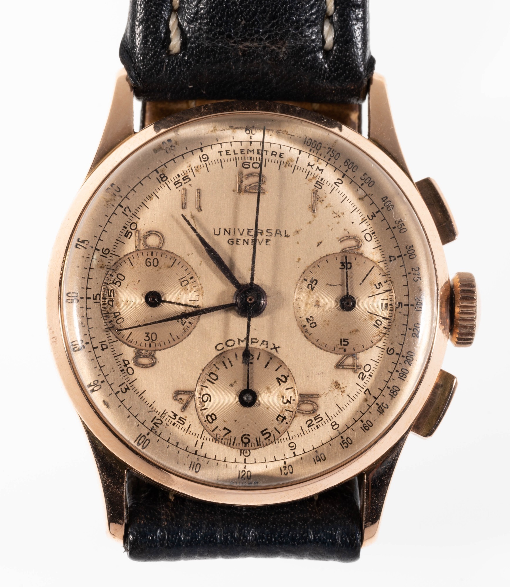 UNIVERSAL GENEVE COMPAX FOR BRAZILIAN AIR FORCE 18K ROSE GOLD CHRONOGRAPH WRISTWATCH