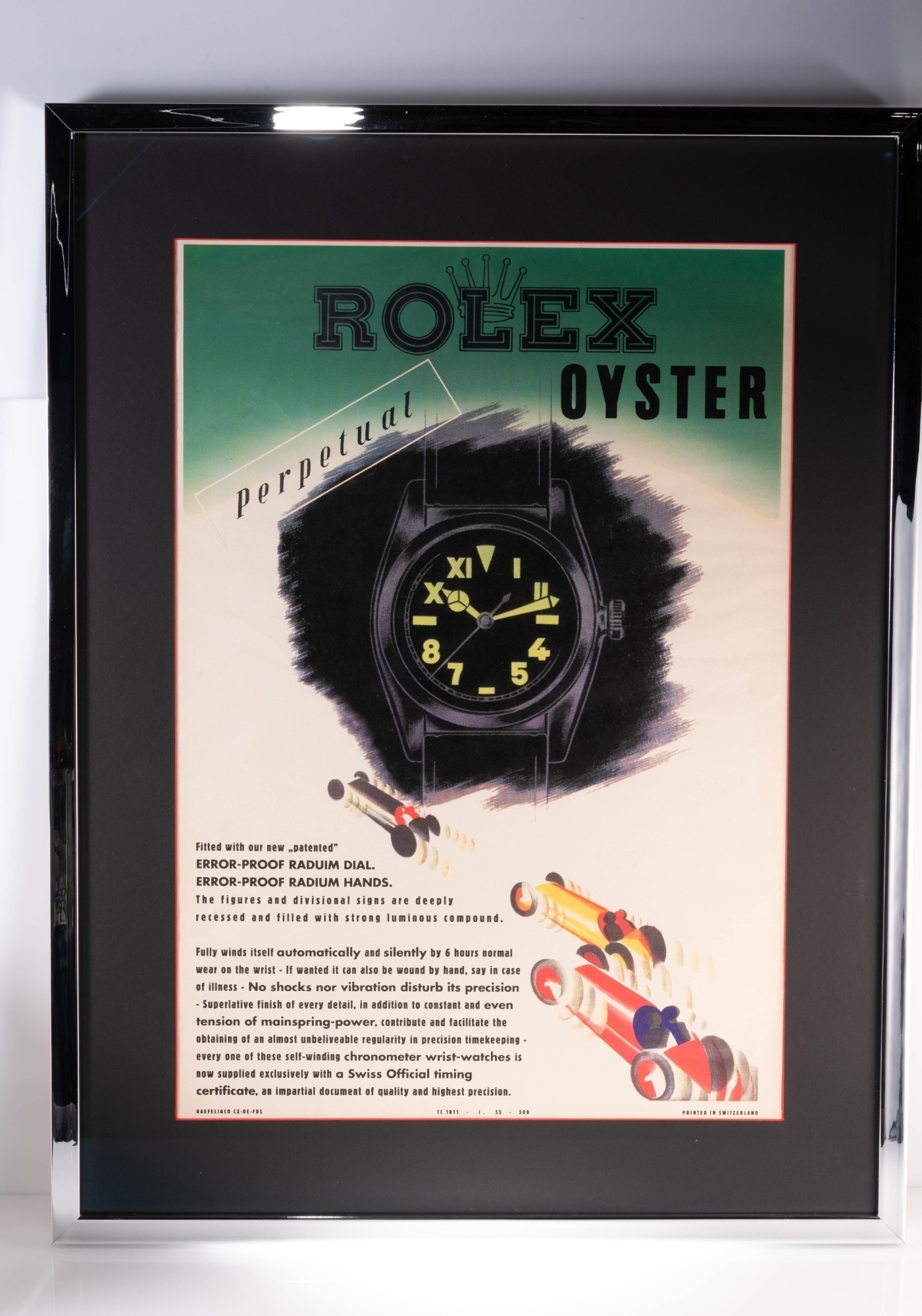 RARE ROLEX OYSTER PERPETUAL ERROR PROOF WATCH ADVERTISING POSTER