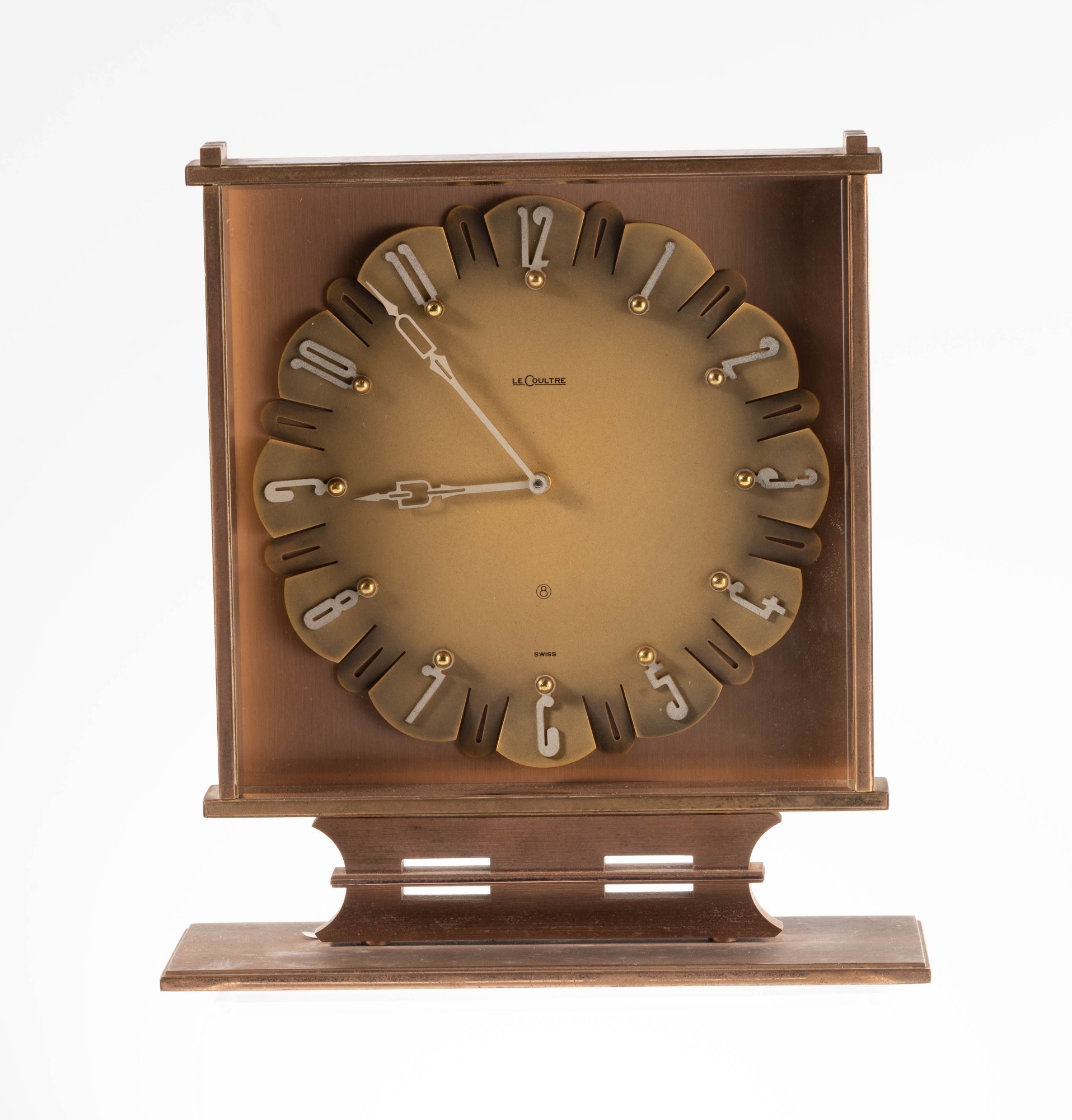 LECOULTRE ART DECO INSPIRED 8 DAY TABLE CLOCK