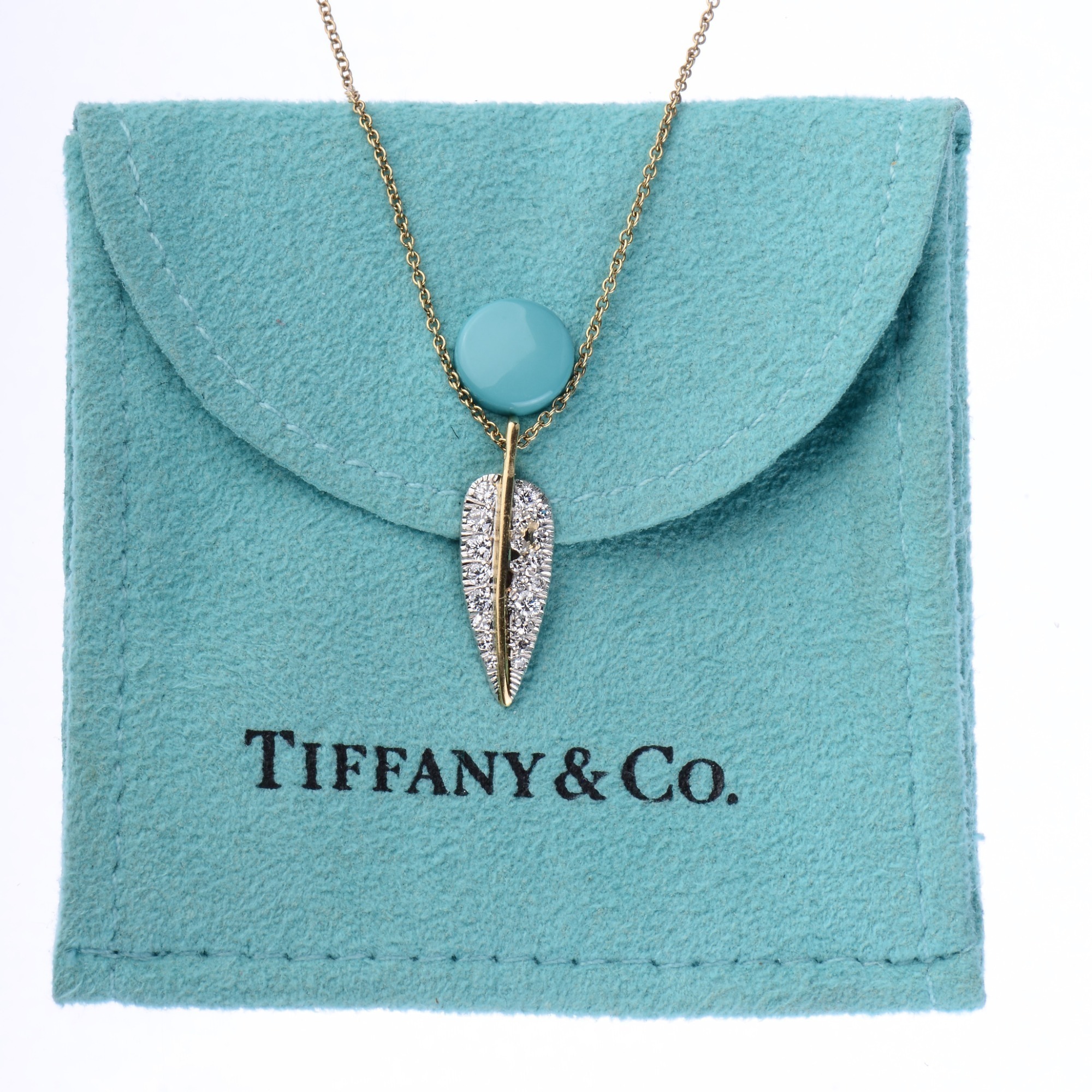 Angela Cummings For Tiffany And Company Platinum Diamond And 18K Yellow Gold Feather Necklace