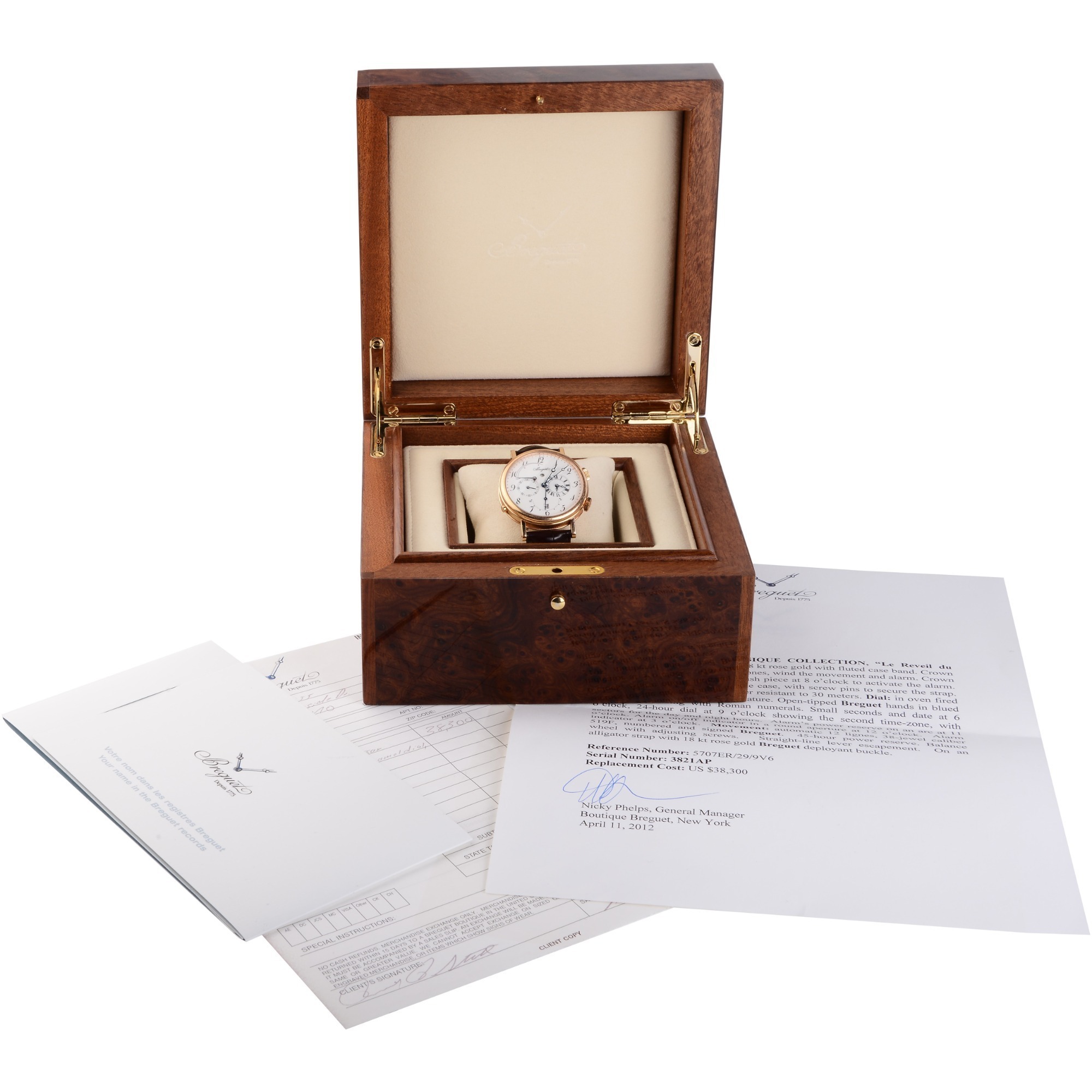 Breguet Le Reveil du Tsar Alarm and Two Time Zone Power Reserve 18K Rose Gold Wristwatch Full Set