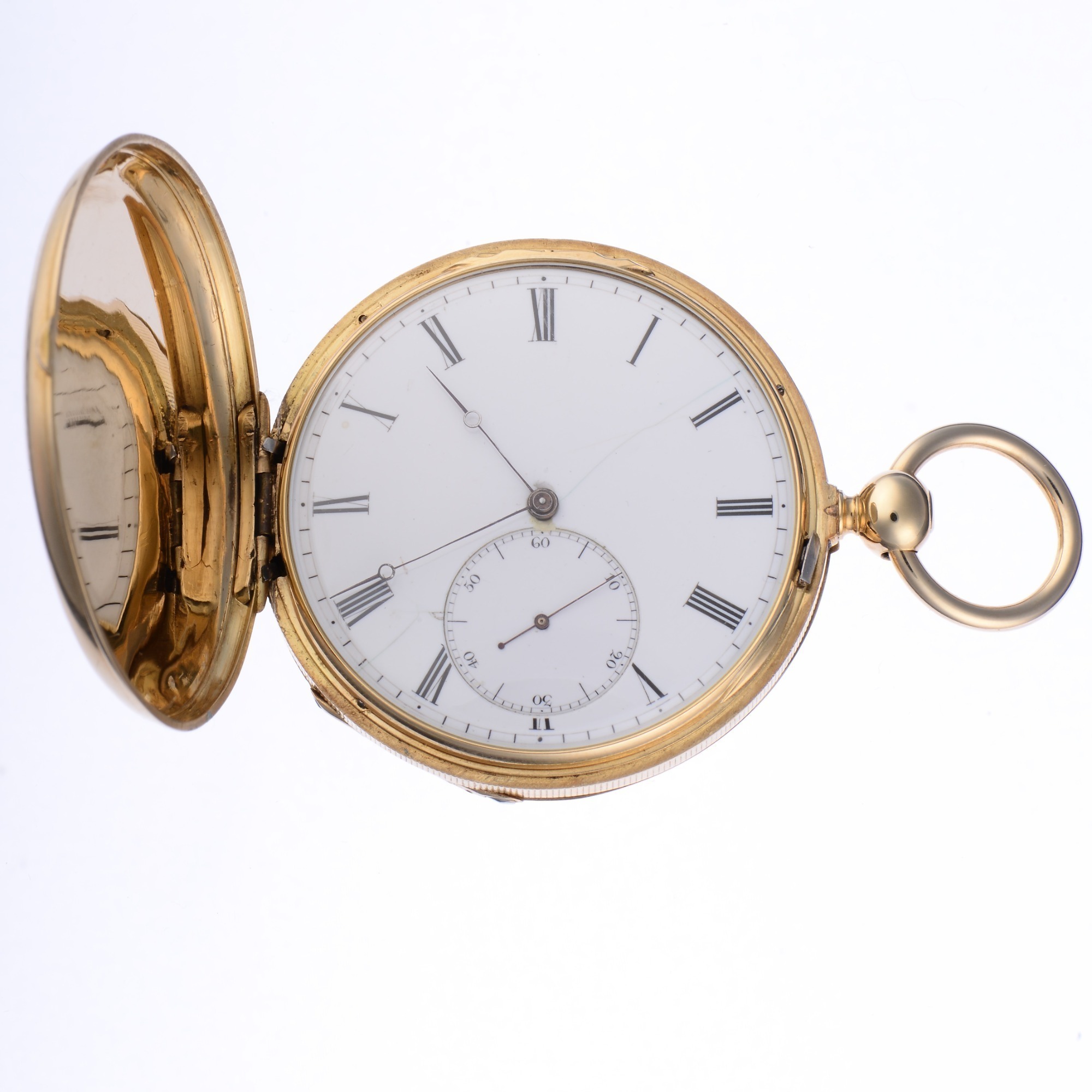 Ami Sandoz and Fils Detent Chronometer Key Wind Hunting Case Gold Pocket Watch