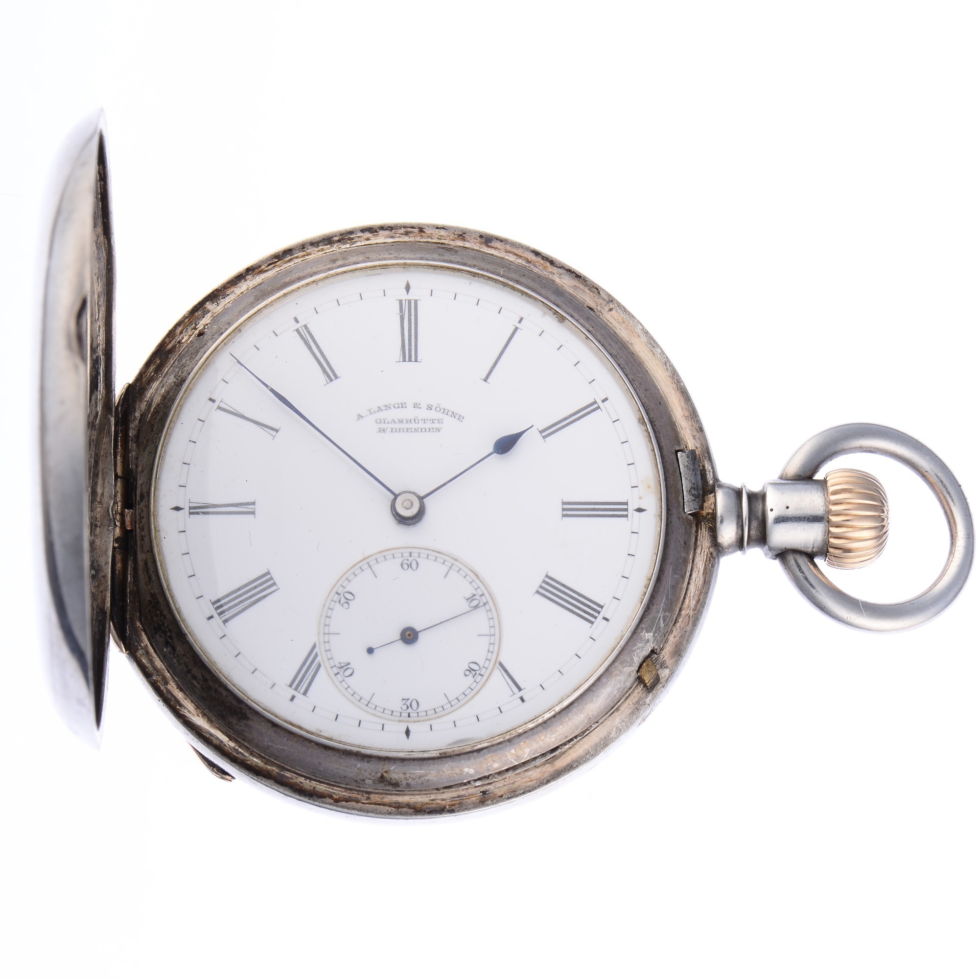 A. Lange and Sohne Silver Hunting Case Pocket Watch