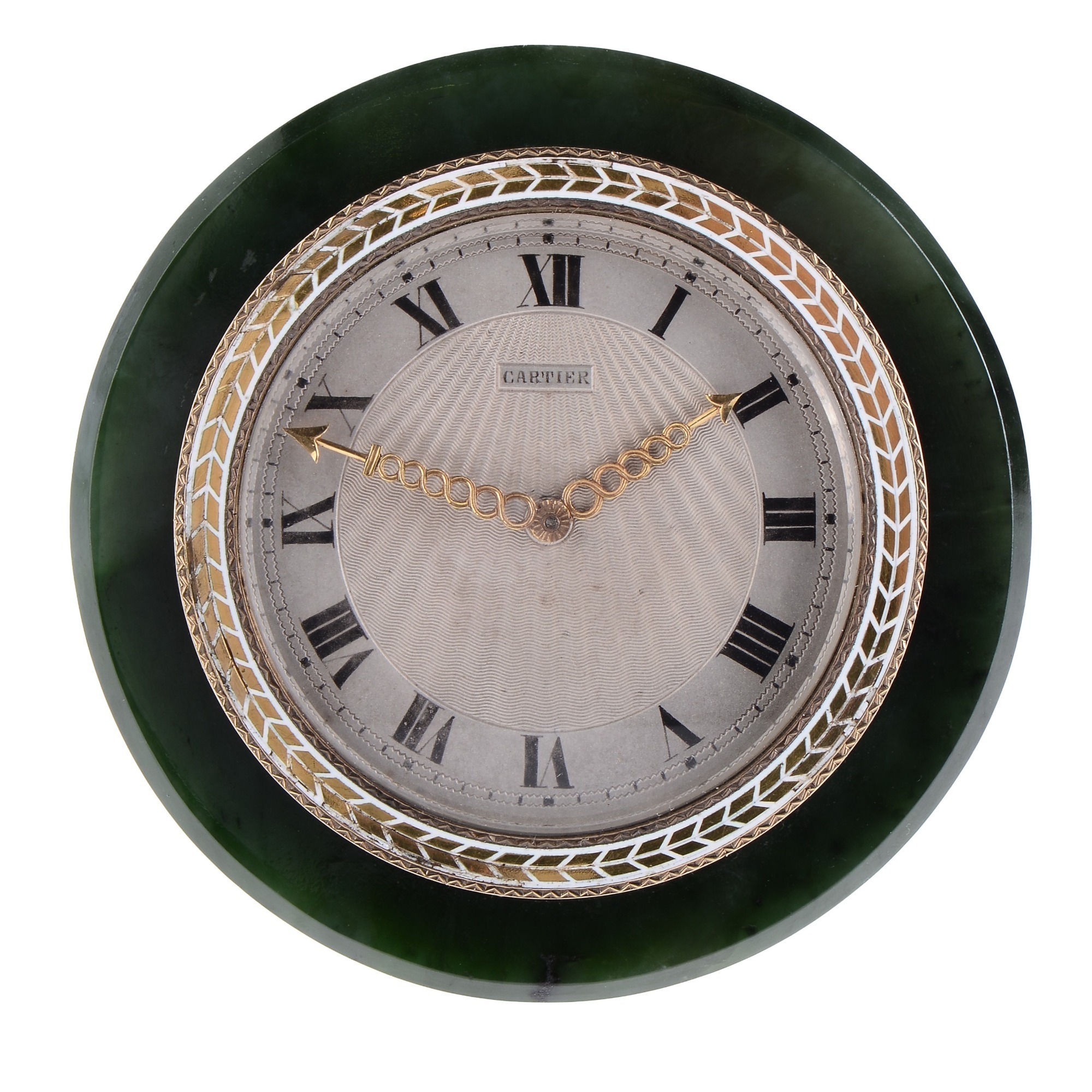 Cartier Art Deco Jade Gold And Enamel Easel Back Desk Clock