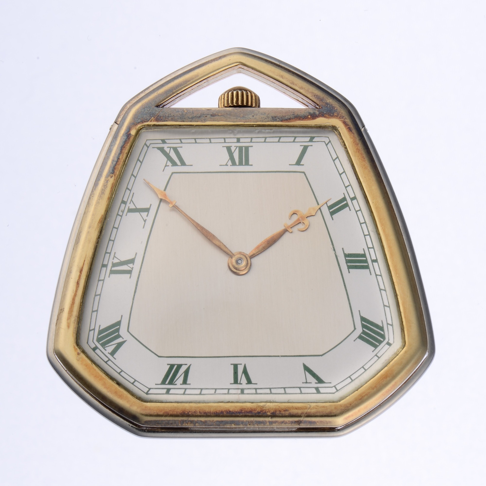 Fresard Lucerne Asymmetric Art Deco Pocket Watch 18K Gold