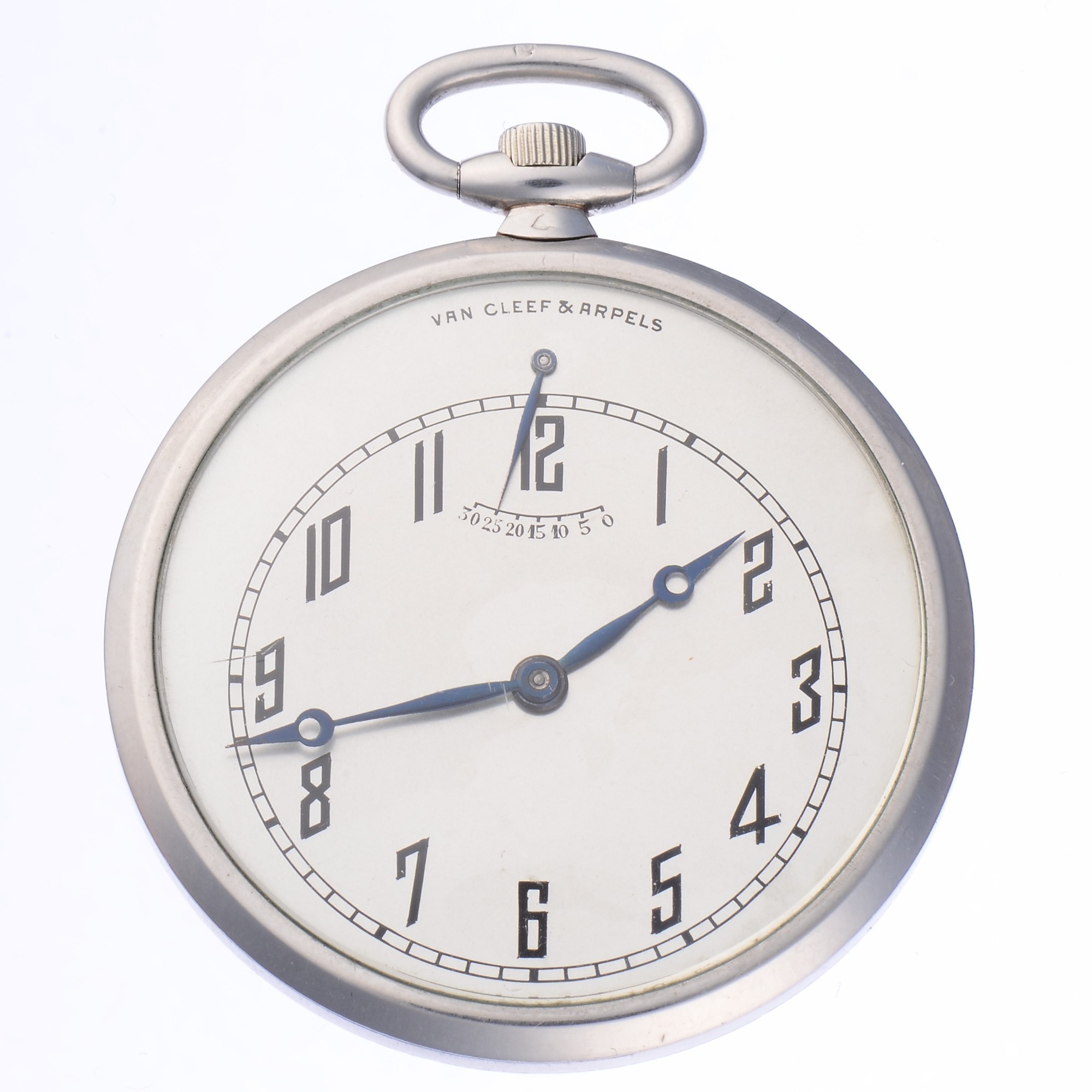 Van Cleef and Arpels Verger Freres Platinum Art Deco Pocket Watch With Power Reserve
