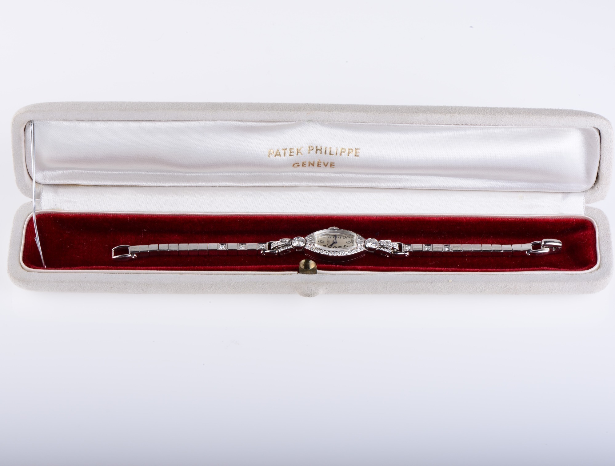 Patek Philippe Platinum And Diamond Ladies Wristwatch With Extract In Original Box