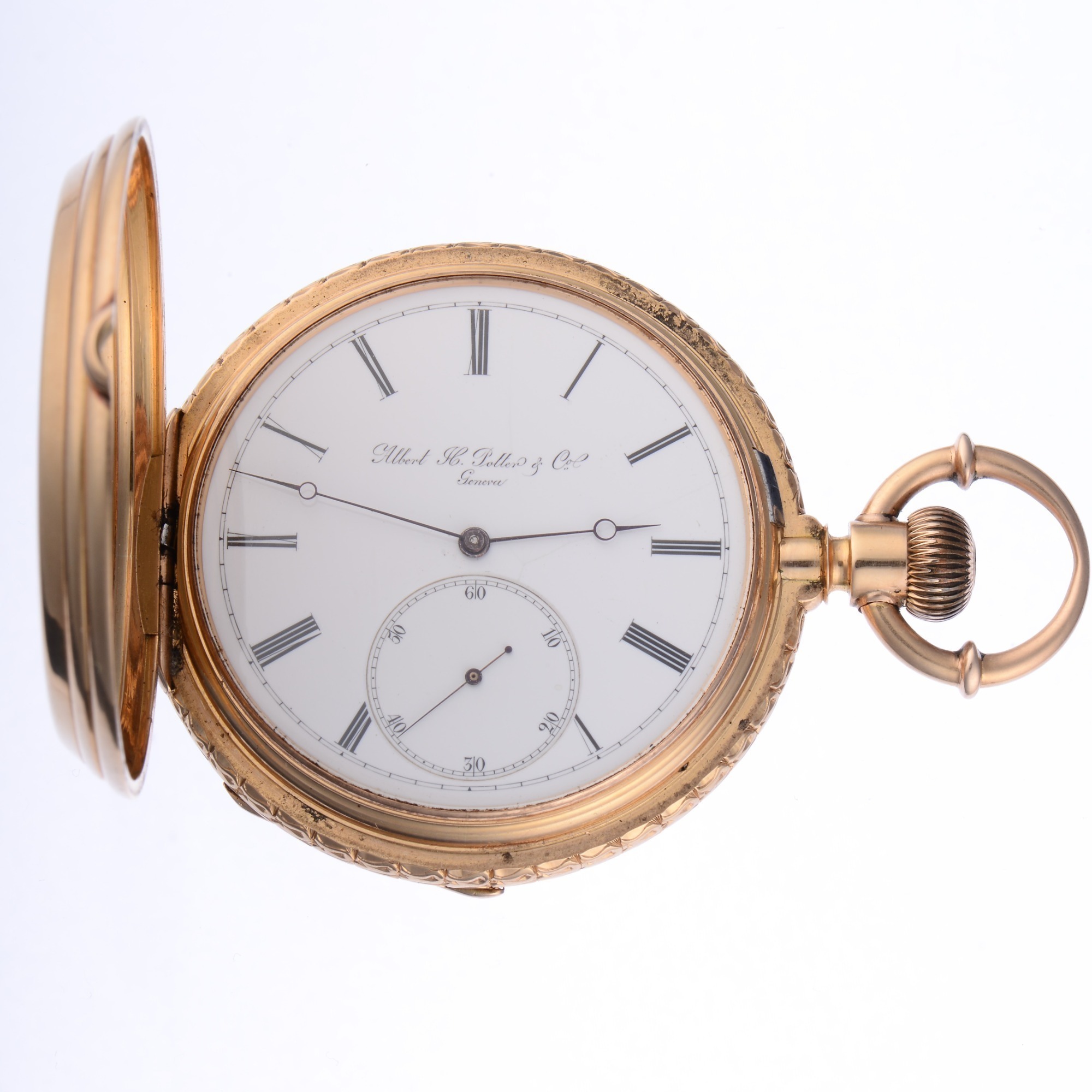 Rare and Important Early Albert H. Potter 18K Gold Hunting Case Pocket Watch