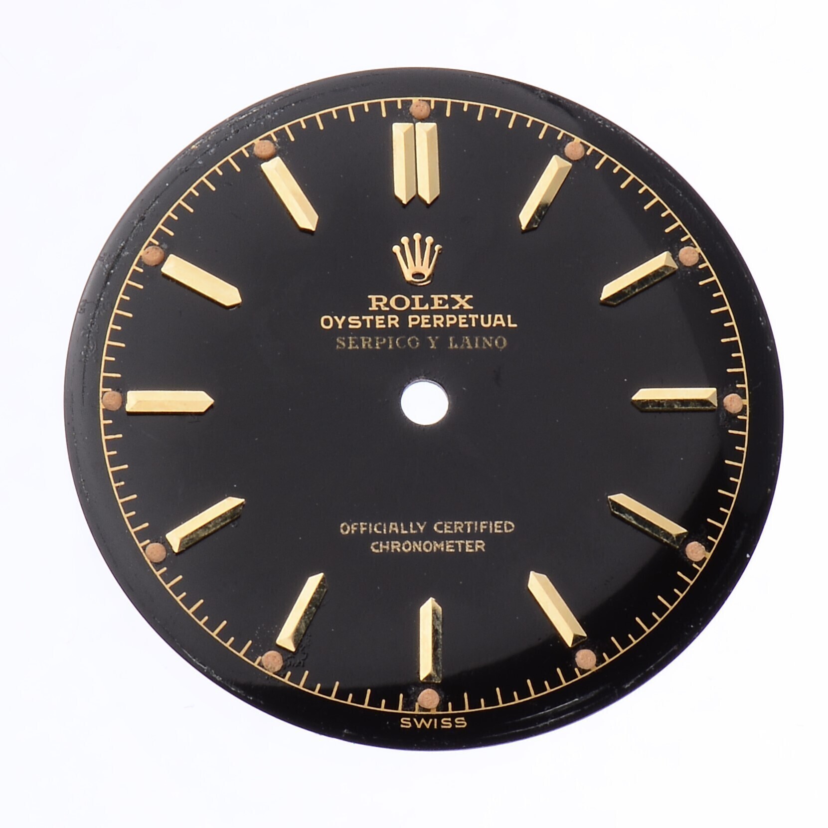 Rolex Serpico Y Laino Countersigned Original Oyster Perpetual Black Chronometer Dial