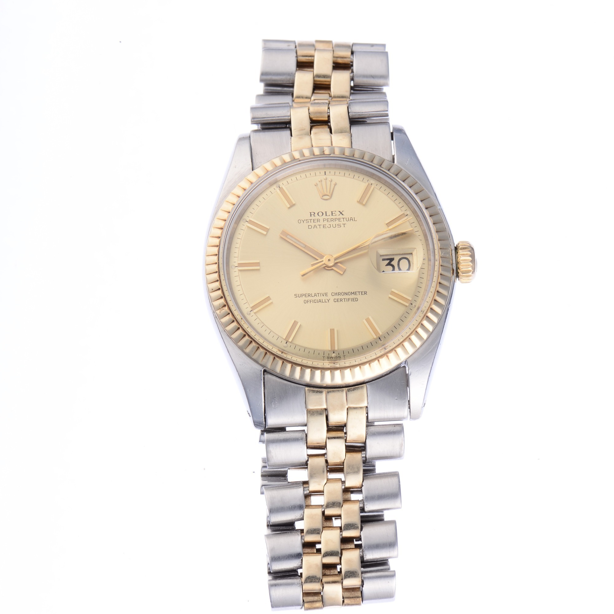 Rolex Ref. 1601 “Wide Boy” Variation Datejust 14K Gold and Steel Wristwatch
