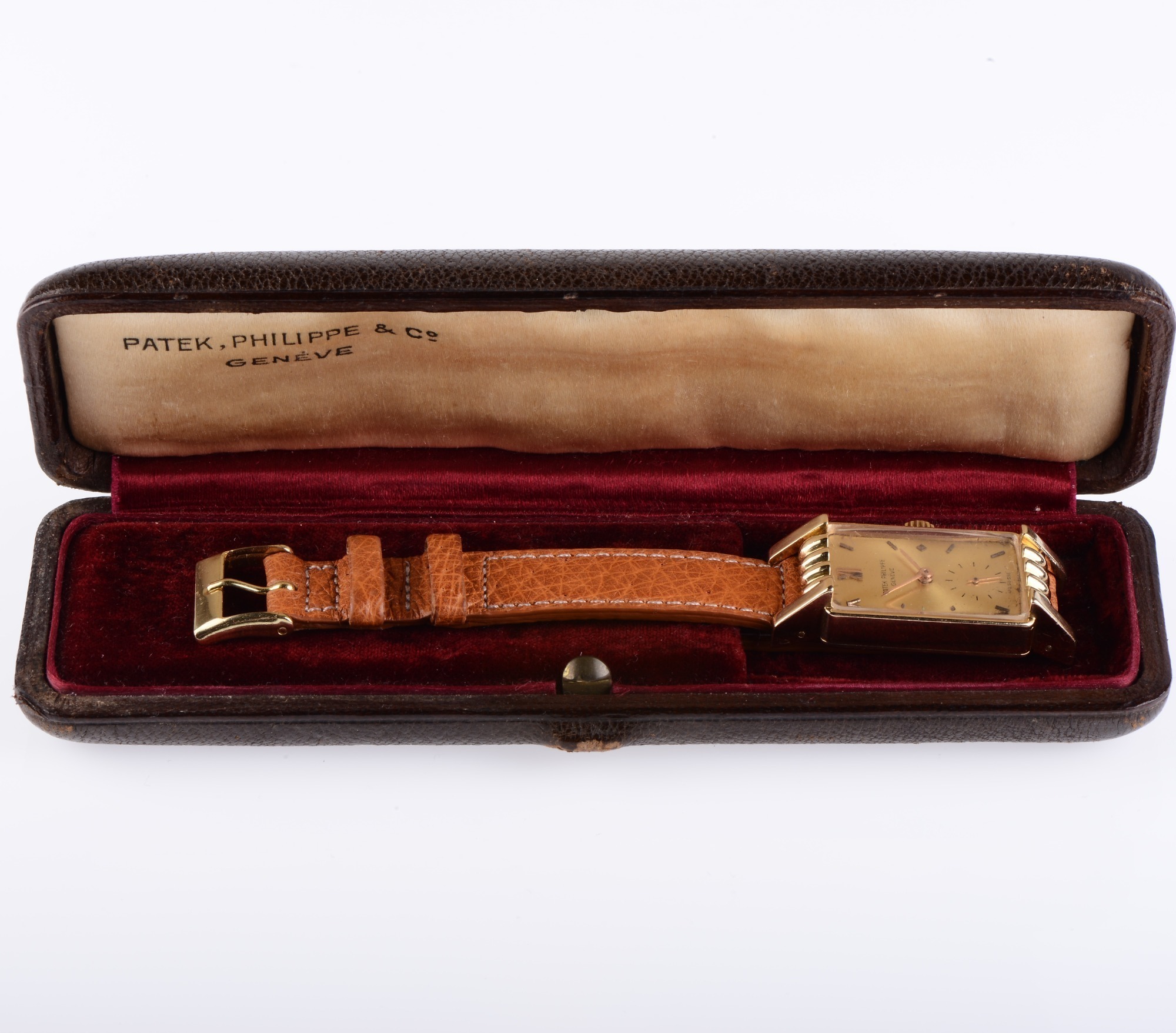 Patek Philippe 18K Gold Art Deco Rectangular Wristwatch Retailed by Guillermin Paris