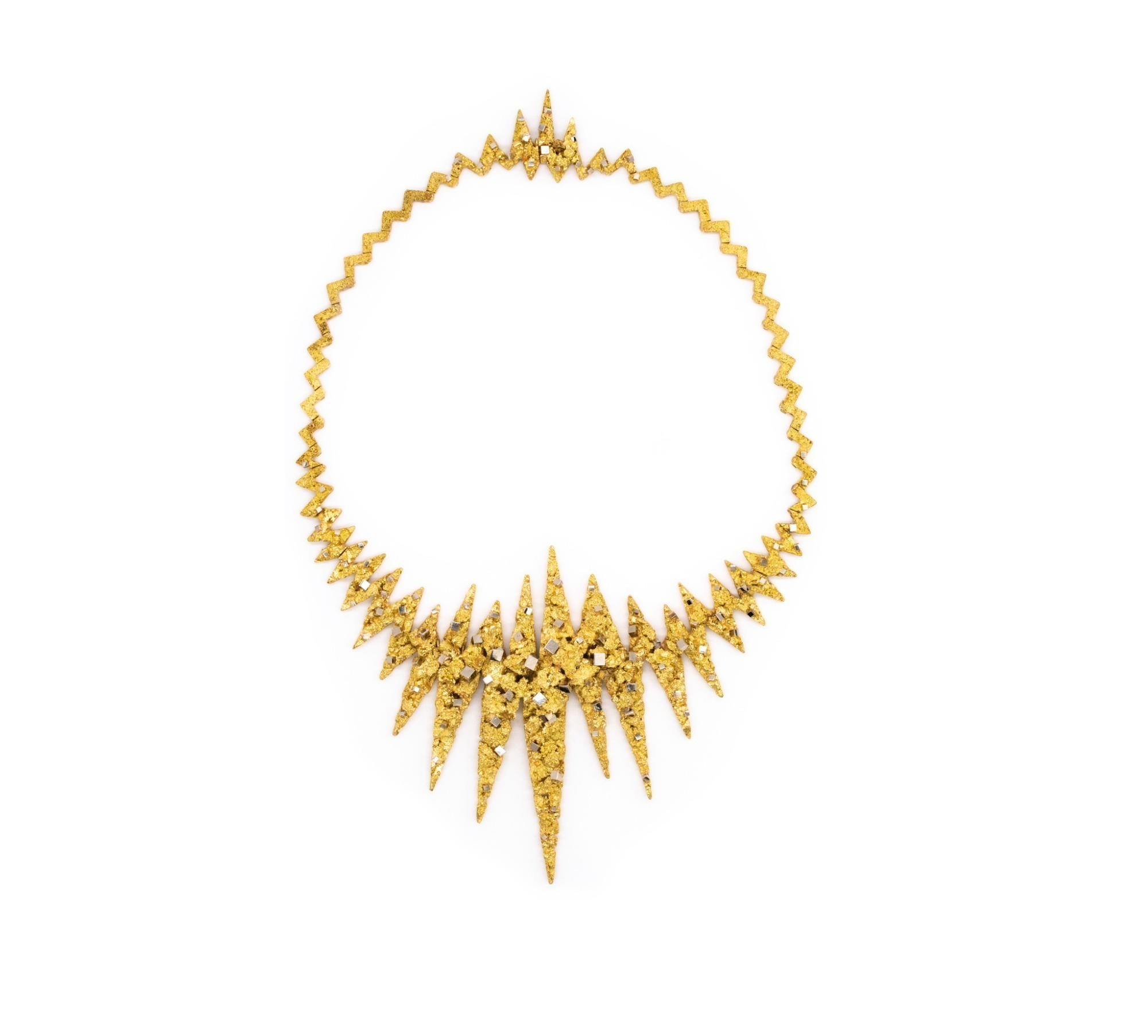 GAY FRERES 18K GOLD RETRO STARDUST EXPLOSION BRUTALIST NECKLACE, CIRCA 1950