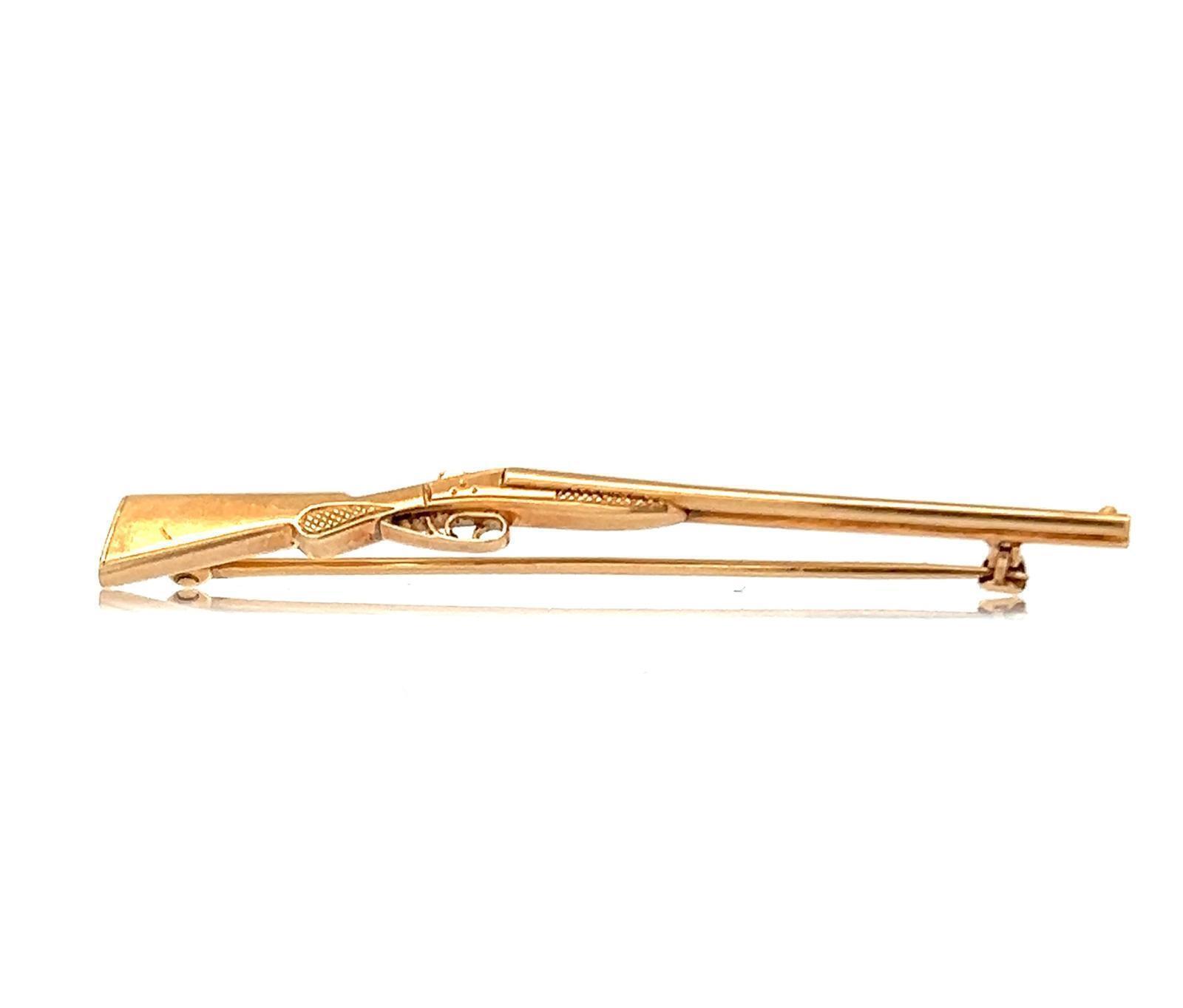 14K GOLD HAND MADE SHOTGUN BROOCH