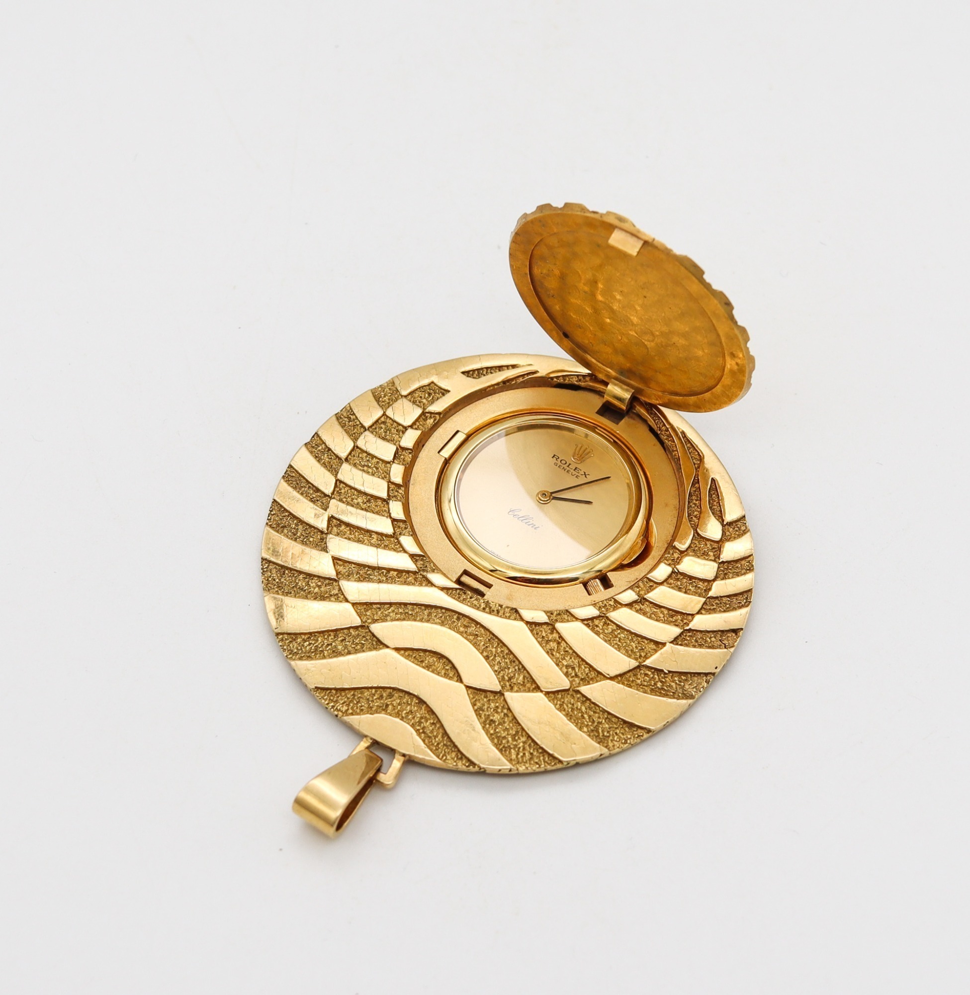 GEORGE L’ENFANT FOR ROLEX RARE OP-ART PENDANT IN 18K GOLD, CIRCA 1970