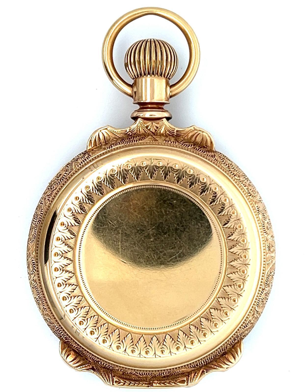 14K ROSE GOLD BOX HINGE BARREL CASE 18 SIZE ELGIN B. W. RAYMOND POCKET WATCH, CIRCA 1890