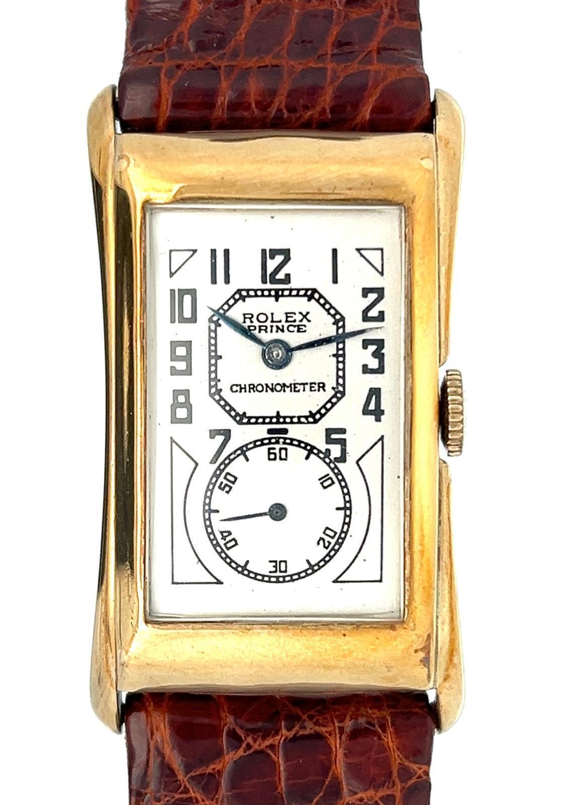 ROLEX PRINCE BRANCARD REF 1490 DOCTOR’S WATCH9K GOLD WRISTWATCH, CIRCA 1930’S