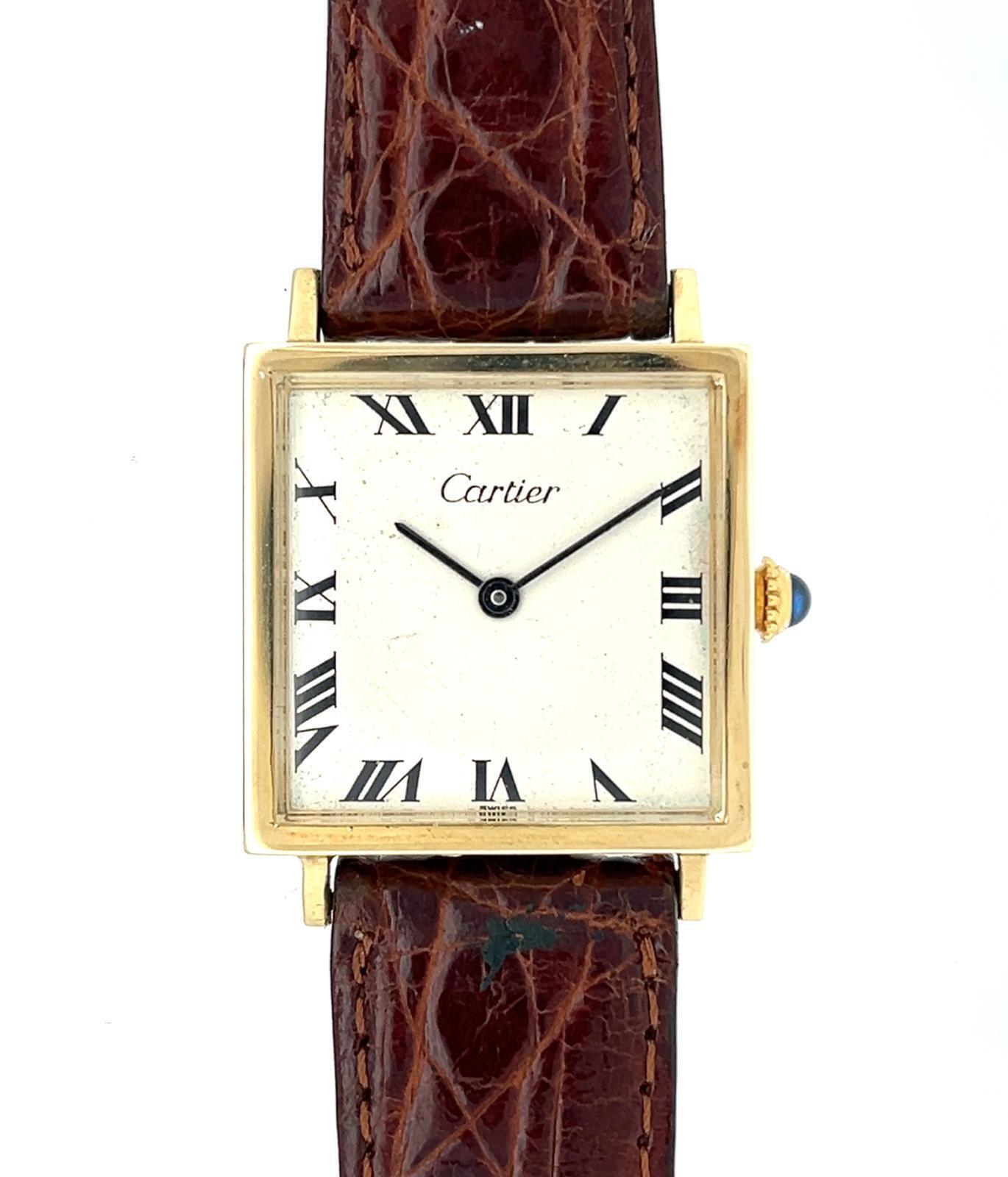 CARTIER SQUARE 14K GOLD CONCORD WRISTWATCH, CIRCA 1972