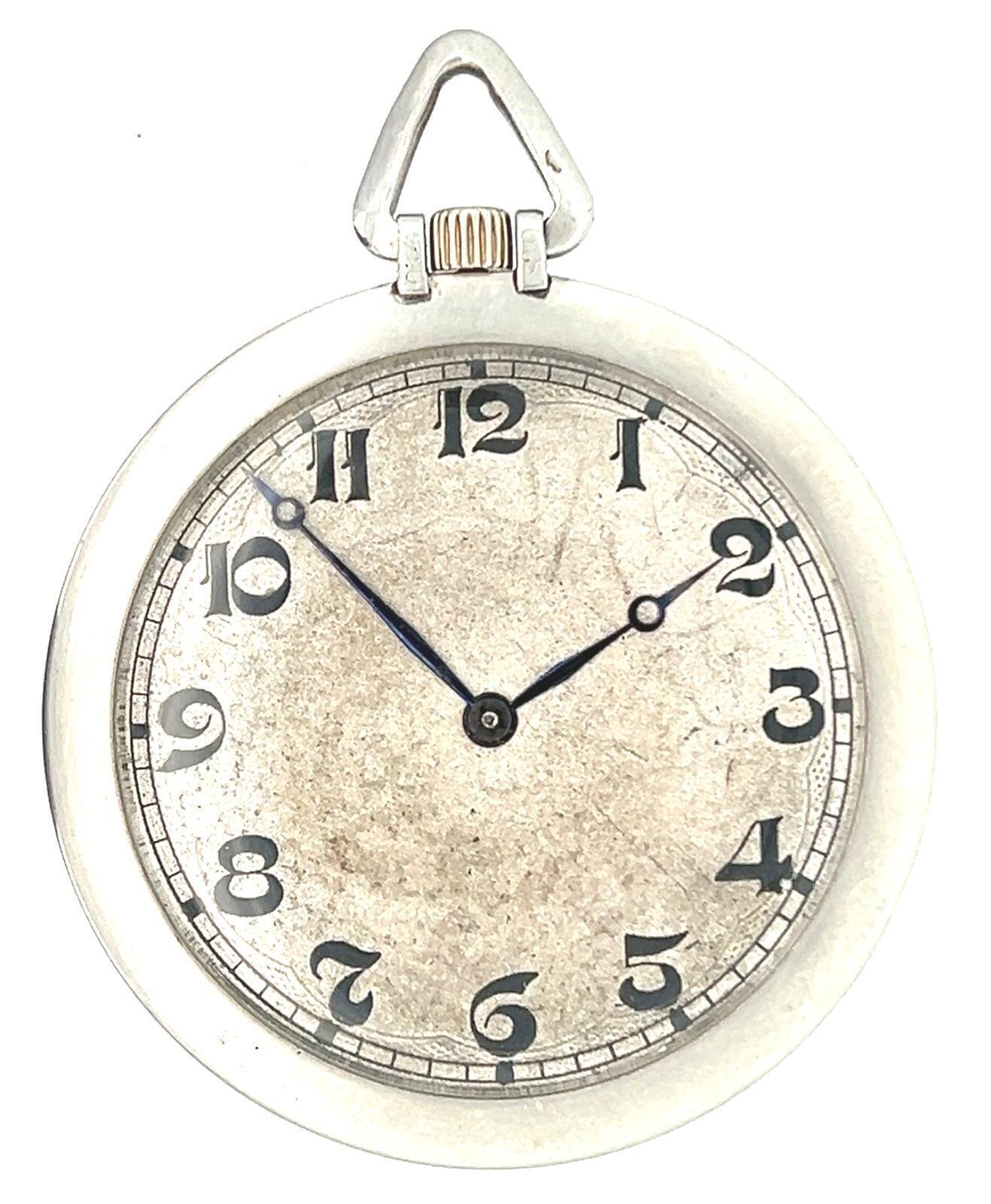 CARTIER - EUROPEAN WATCH AND CLOCK COMPANY PLATINUM ART DECO ULTRA-THIN POCKET WATCH