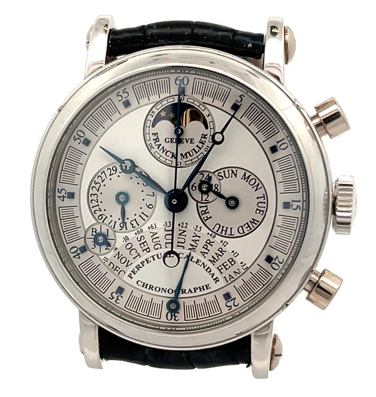 FRANCK MULLER REF 7000 QPE DF 36 PLATINUM DOUBLE DIAL PERPETUAL CALENDAR CHRONOGRPAH, CIRCA 1995