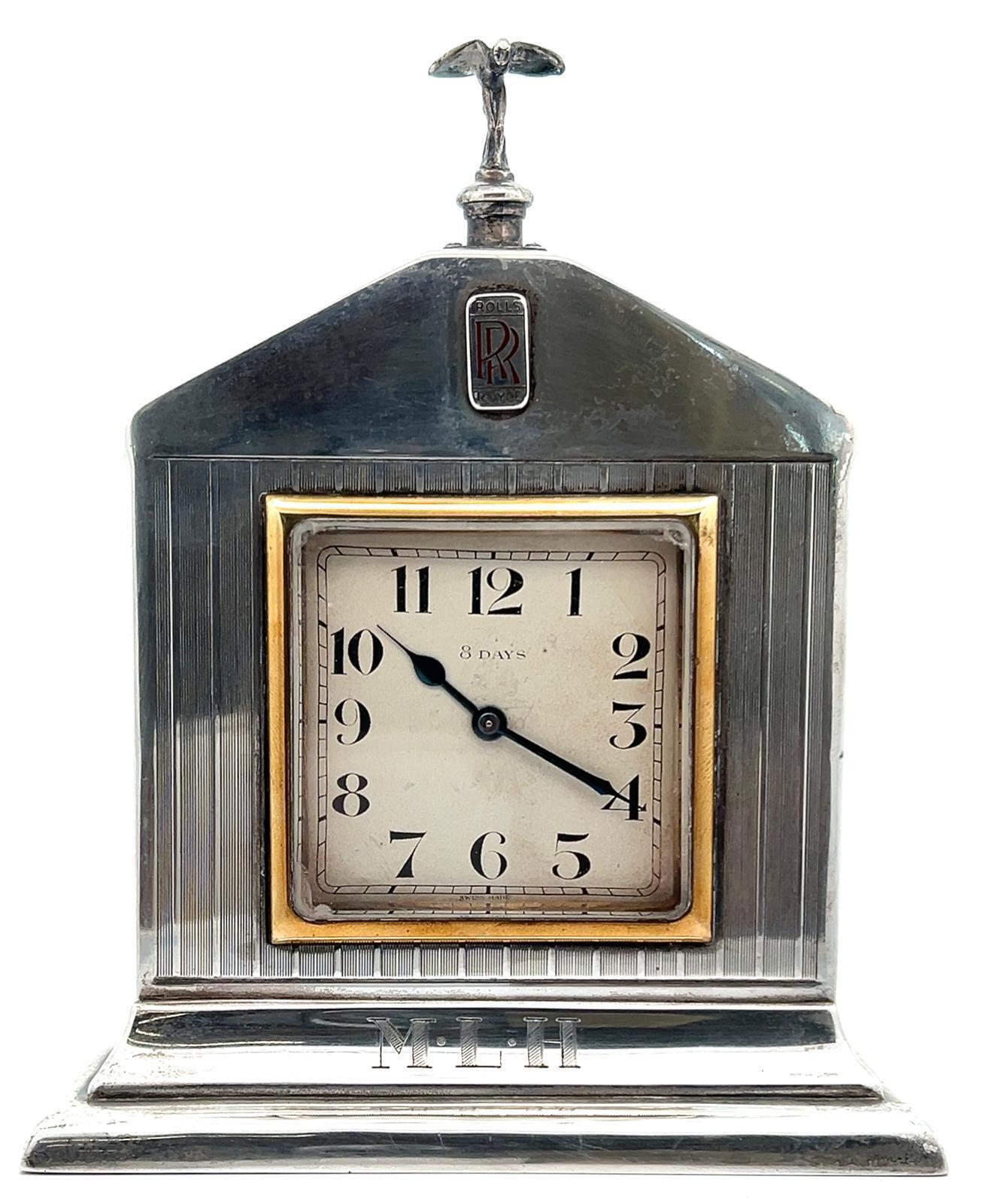 ROLLS ROYCE SILVER DESK CLOCK, CIRCA 1927