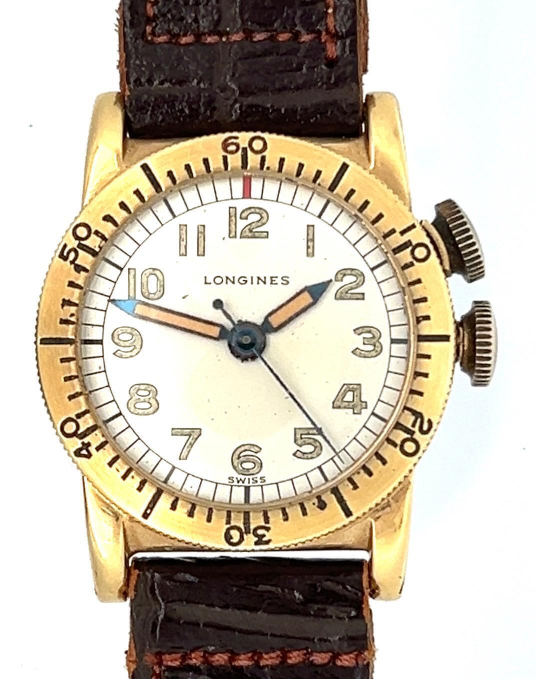 LONGINES - WEEMS 14K YELLOW GOLD NAVIGATION WRIST WATCH