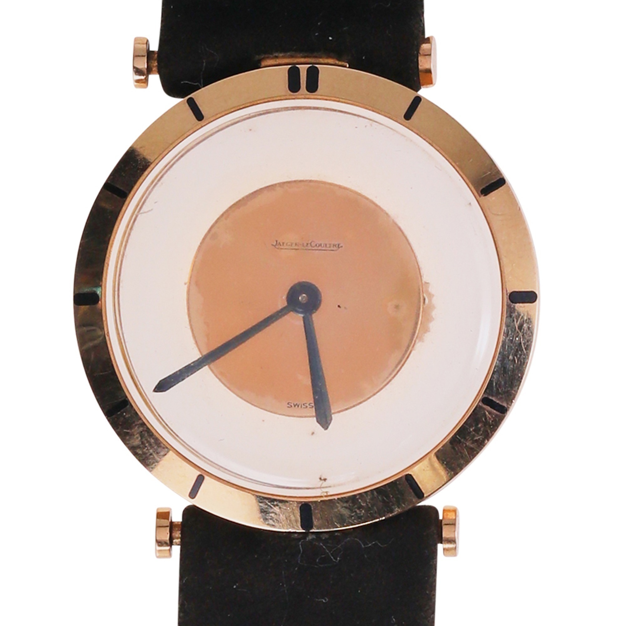 Jaeger-LeCoultre 18k Rose Gold Mystery Dial Back Winding Wristwatch with Center Lugs